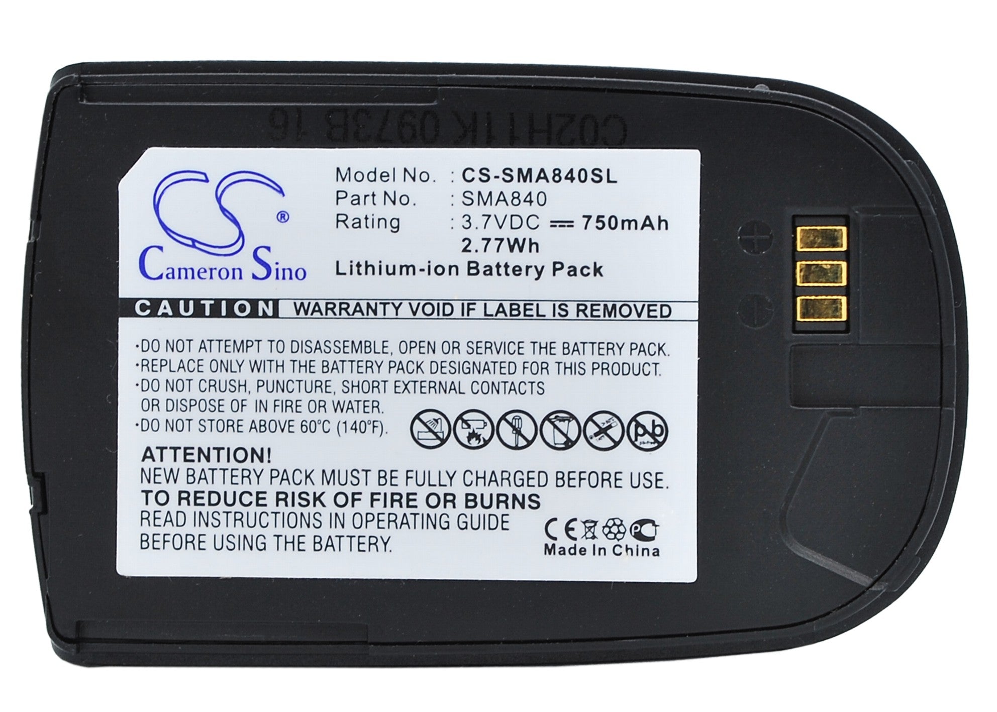 Li-ion Battery fits Sprint, Via820 3.7V, 750mAh Computer Cameron Sino Technology Limited