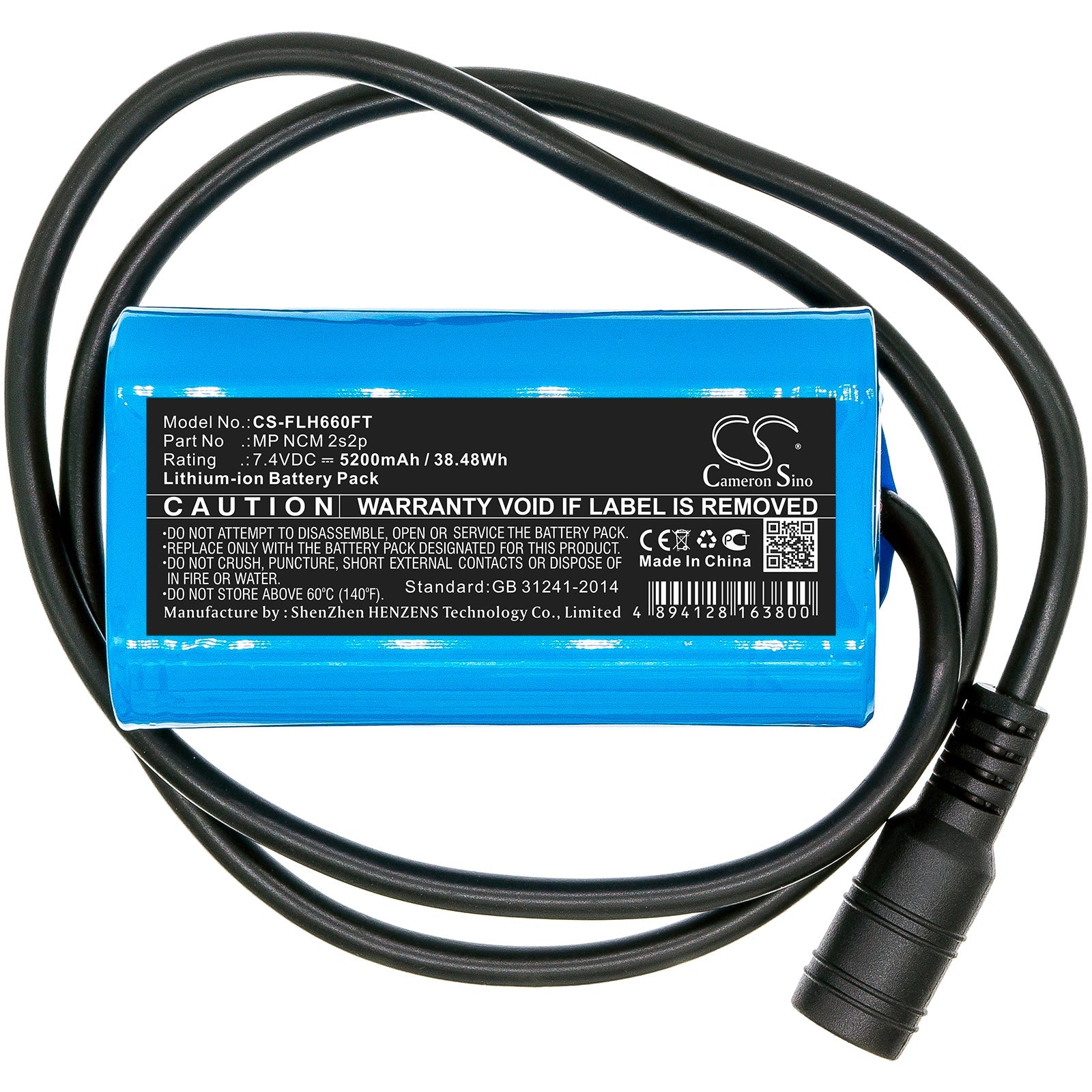 Li-ion Battery fits Square, Led Light 7.4V, 5200mAh Flashlight Cameron Sino Technology Limited