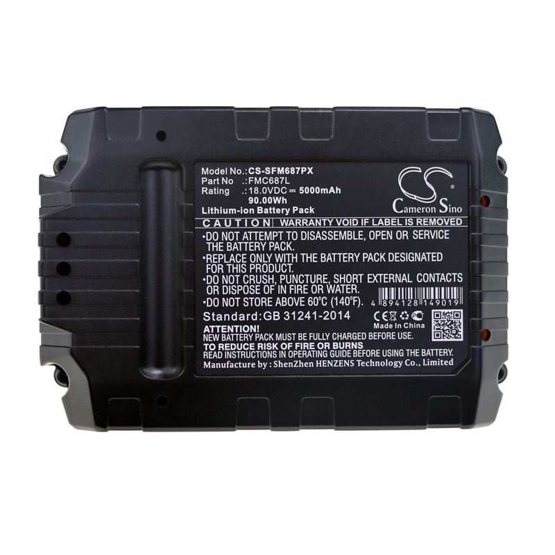 Li-ion Battery fits Stanley, Fmc625d2, Fmc645d2 18.0V, 5000mAh Power Tools Cameron Sino Technology Limited