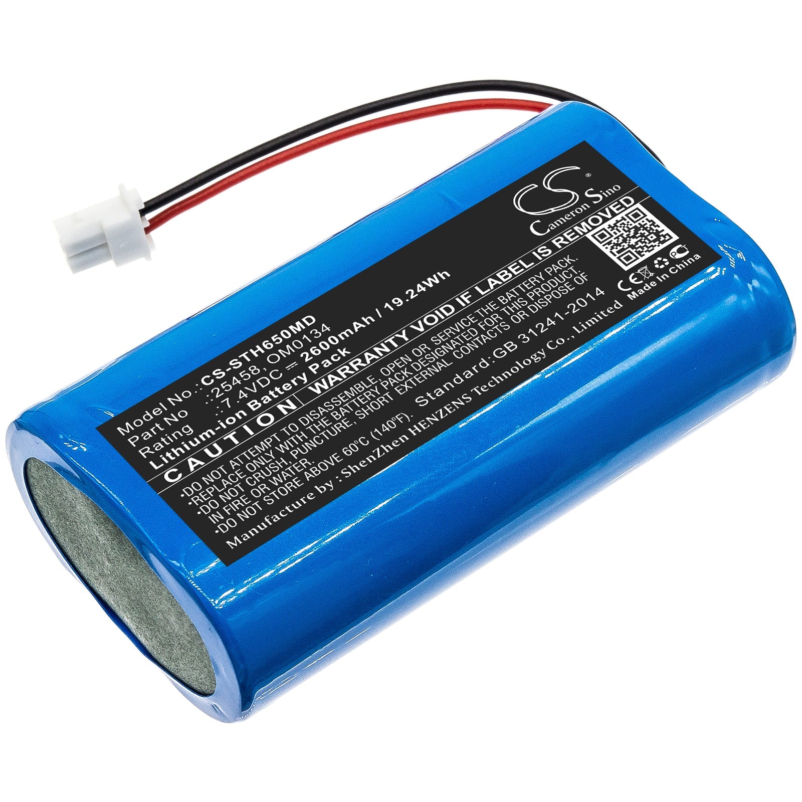 Li-ion Battery fits Surgitel, 25458, Om0134 7.4V, 2600mAh Medical Cameron Sino Technology Limited