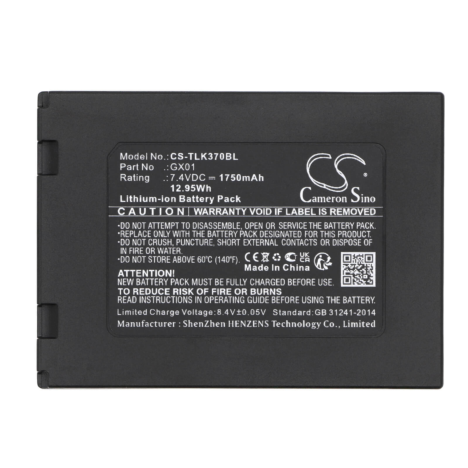 Li-ion Battery fits Tactilion, G3, G870 7.4V, 1750mAh / 12.95Wh Payment Terminal Cameron Sino Technology Limited