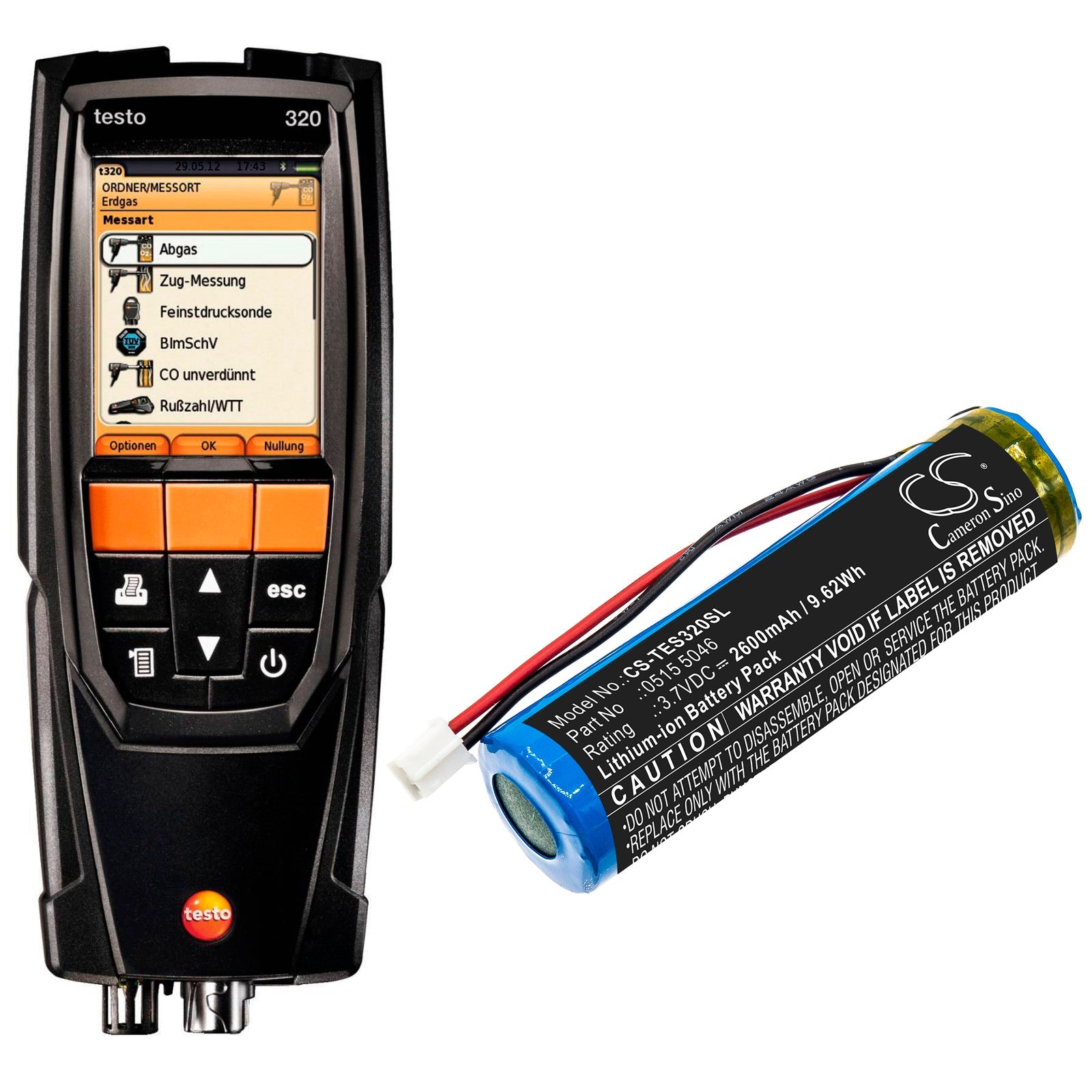 Li-ion Battery fits Testo, 320 Combustion Analyzer 3.7V, 2600mAh Equipment & Survey & Test Cameron Sino Technology Limited