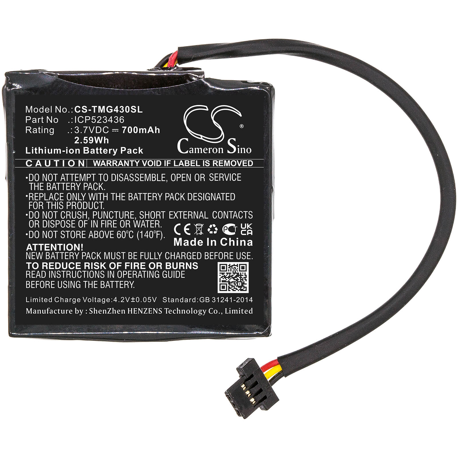 Li-ion Battery fits Tomtom, 4fb40, Go 400 4.3" Satnav 3.7V, 700mAh GPS & Navigator Cameron Sino Technology Limited