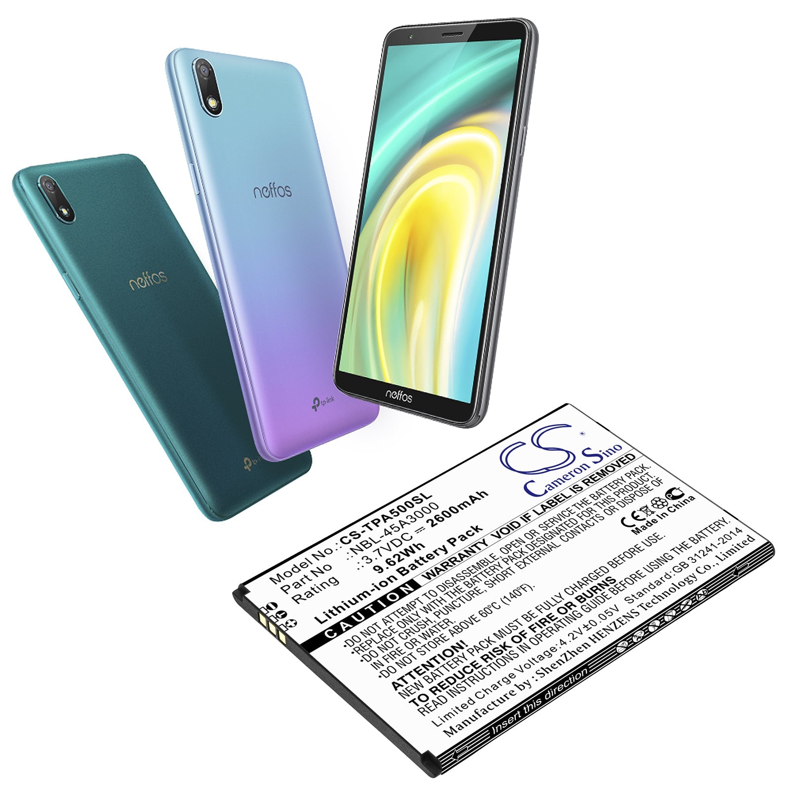 Li-ion Battery fits Tp-link, Neffos A5, Tp7032a 3.7V, 2600mAh Mobile & SmartPhone Cameron Sino Technology Limited