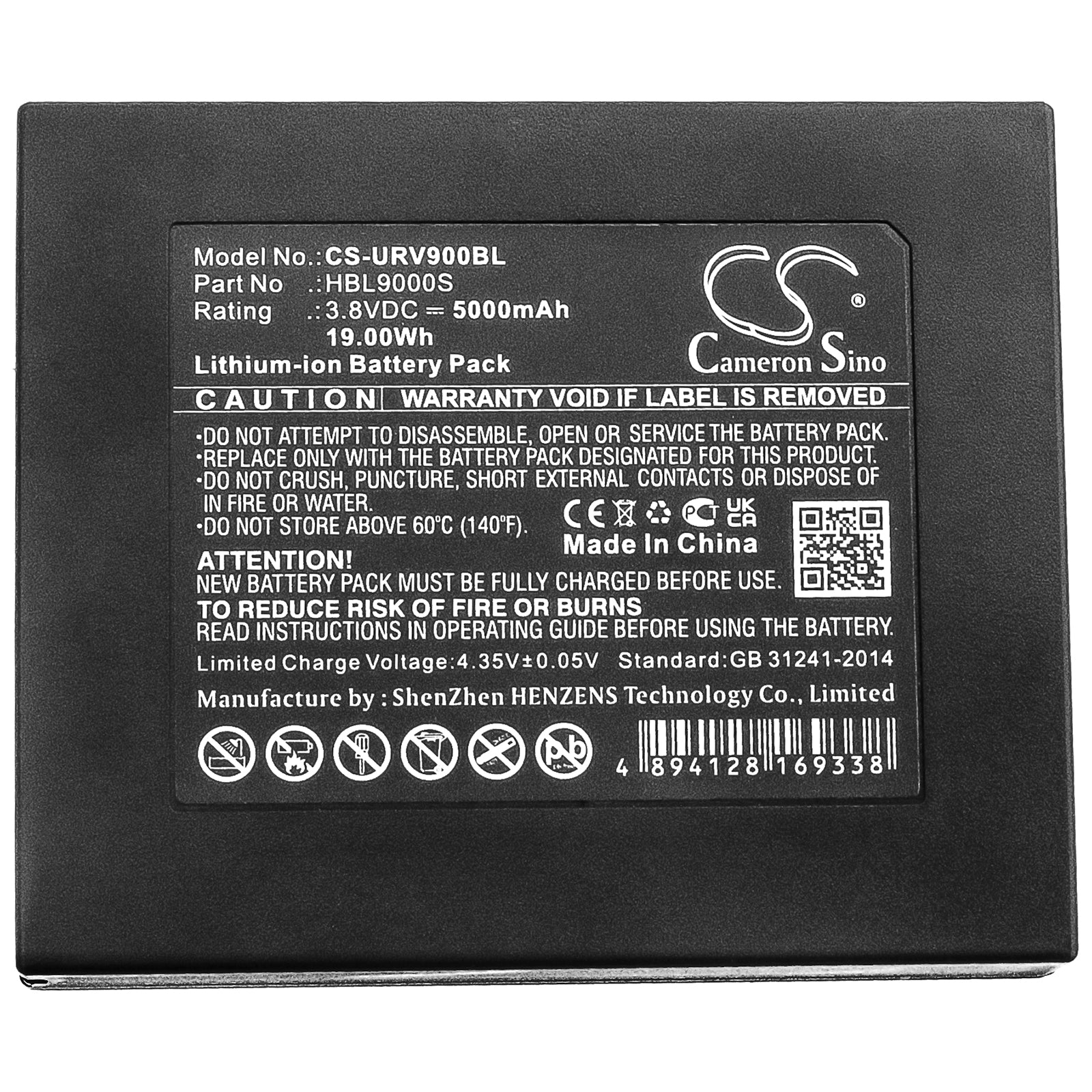 Li-ion Battery fits Urovo, I9000s 3.8V, 5000mAh Barcode Scanner Cameron Sino Technology Limited