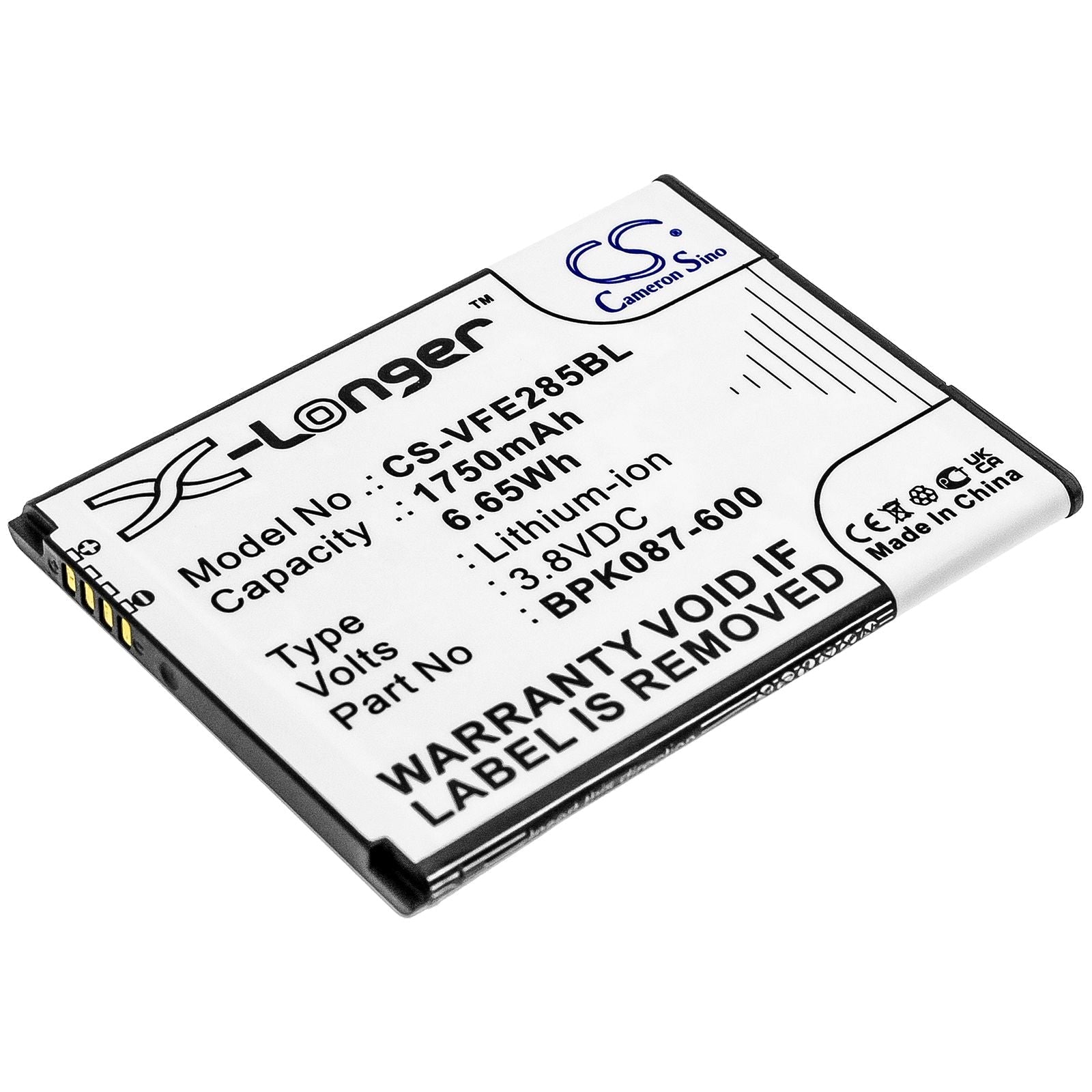 Li-ion Battery fits Verifone, E285, Ipay E285 3.8V, 1800mAh Payment Terminal Cameron Sino Technology Limited