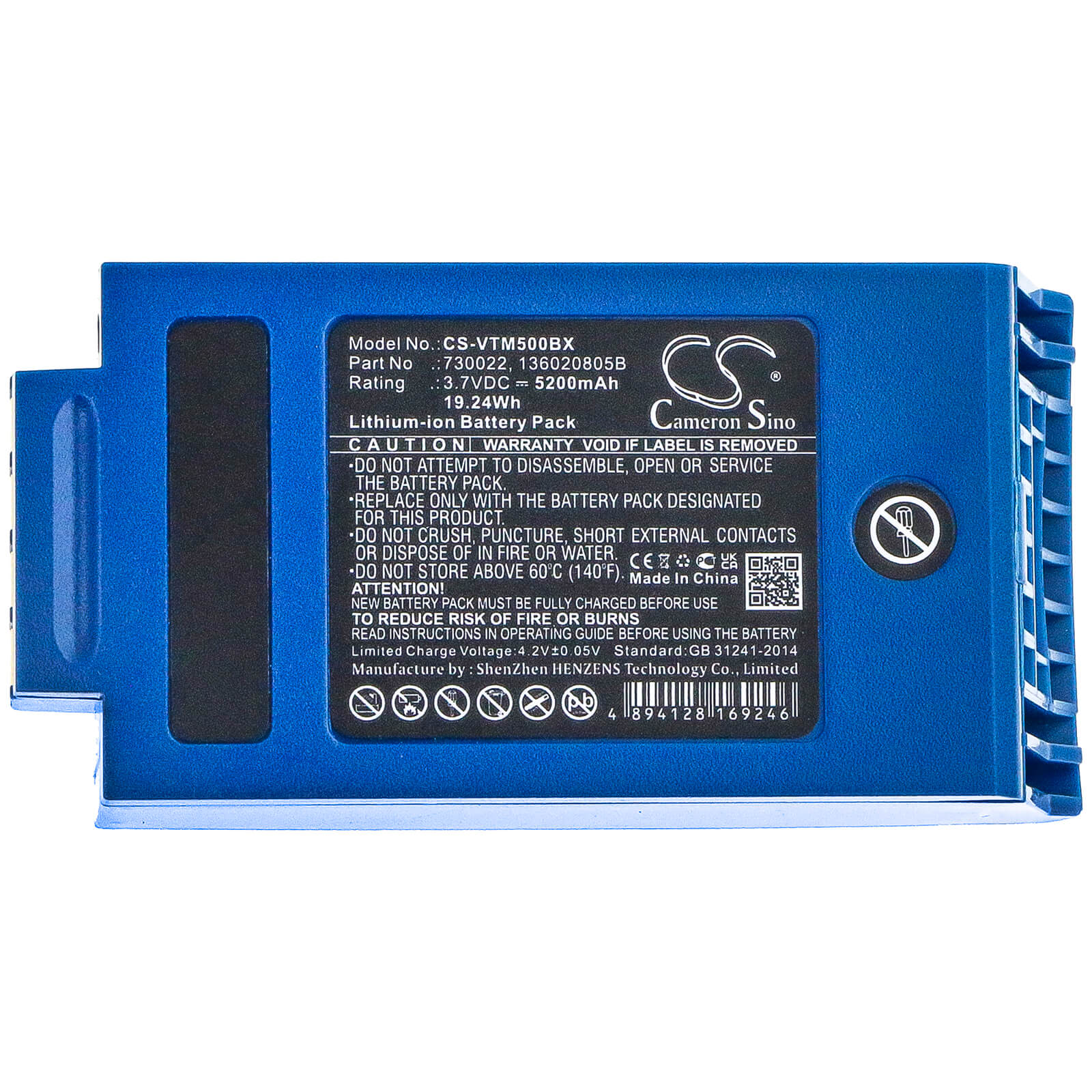 Li-ion Battery fits Vocollect, A4700, A500, T5 3.7V, 5200mAh Barcode Scanner Cameron Sino Technology Limited