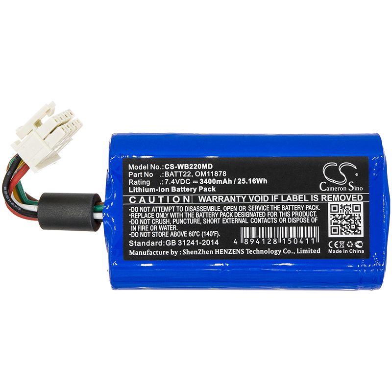 Li-ion Battery fits Welch-allyn, Connex Spot, Connex Spot Monitor 7.4V, 3400mAh Medical Cameron Sino Technology Limited