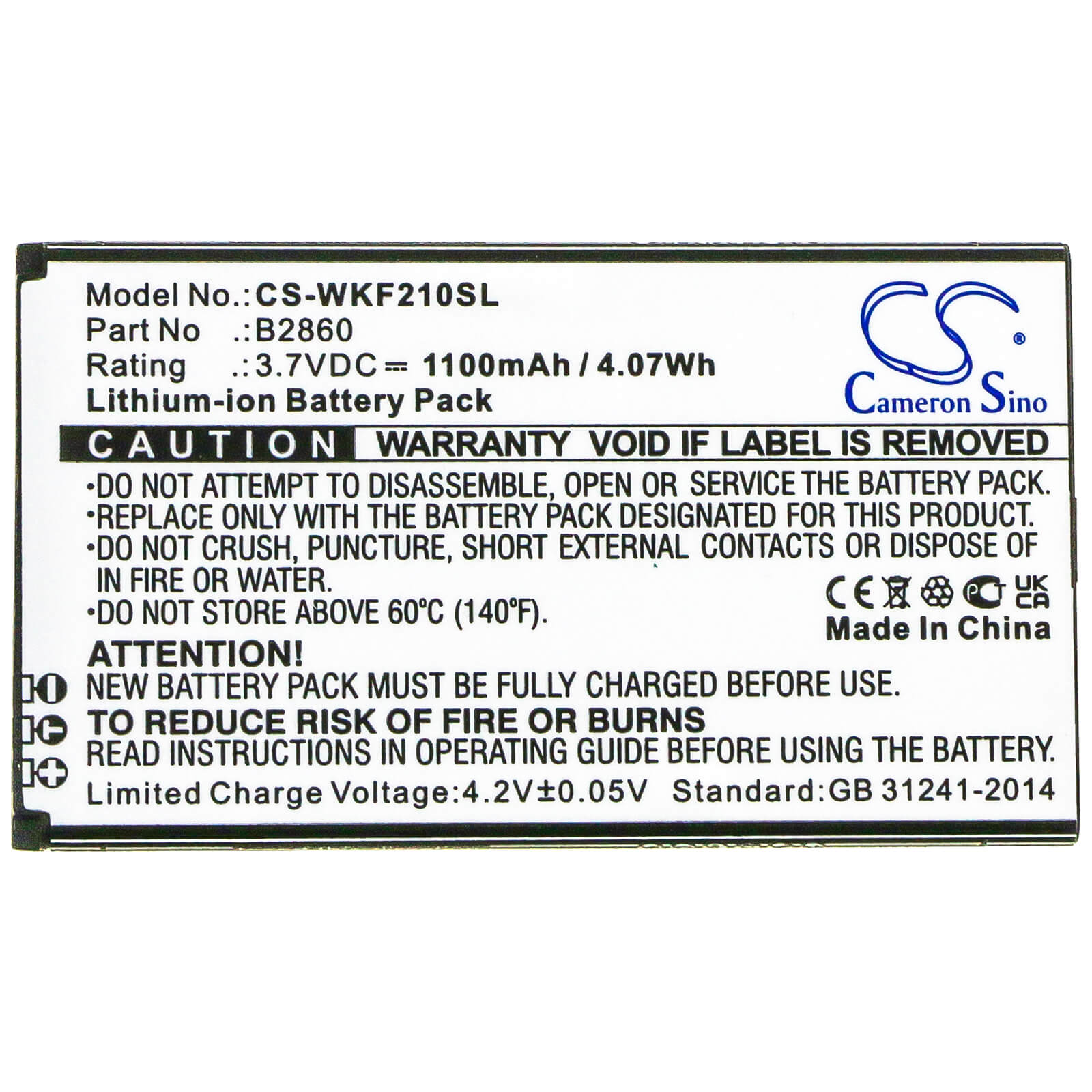 Li-ion Battery fits Wiko, F200 3.7V, 1100mAh / 4.07Wh Mobile & SmartPhone Cameron Sino Technology Limited