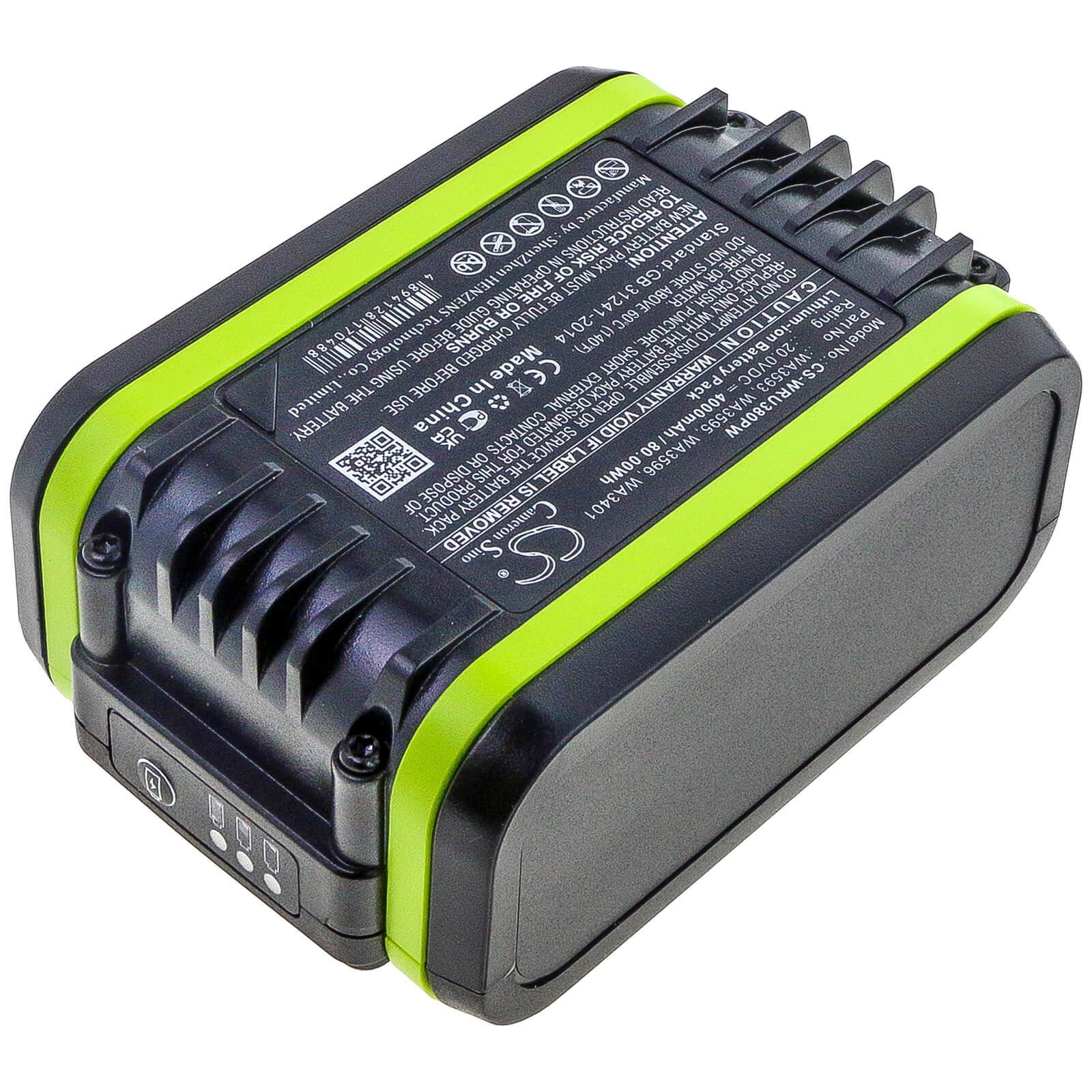 Li-ion Battery fits Worx, Wu172, Wu185, Wu279 20.0V, 4000mAh Power Tools Cameron Sino Technology Limited