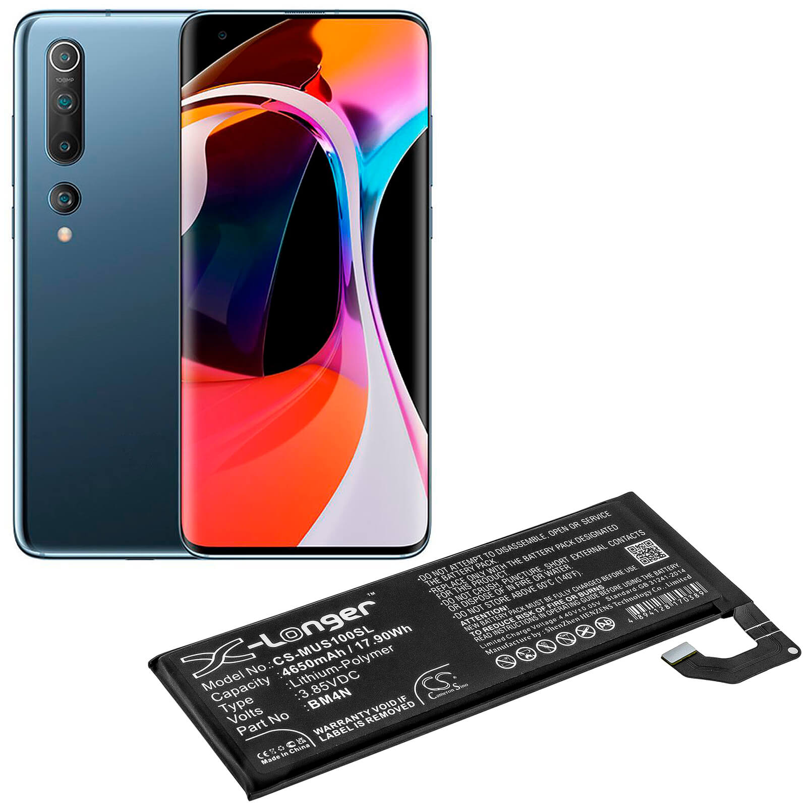 Li - ion Battery fits Xiaomi, M2102j2sc, Mi 10, Mi 10 5g 3.85V, 4650mAh - Batterybuyer.ca
