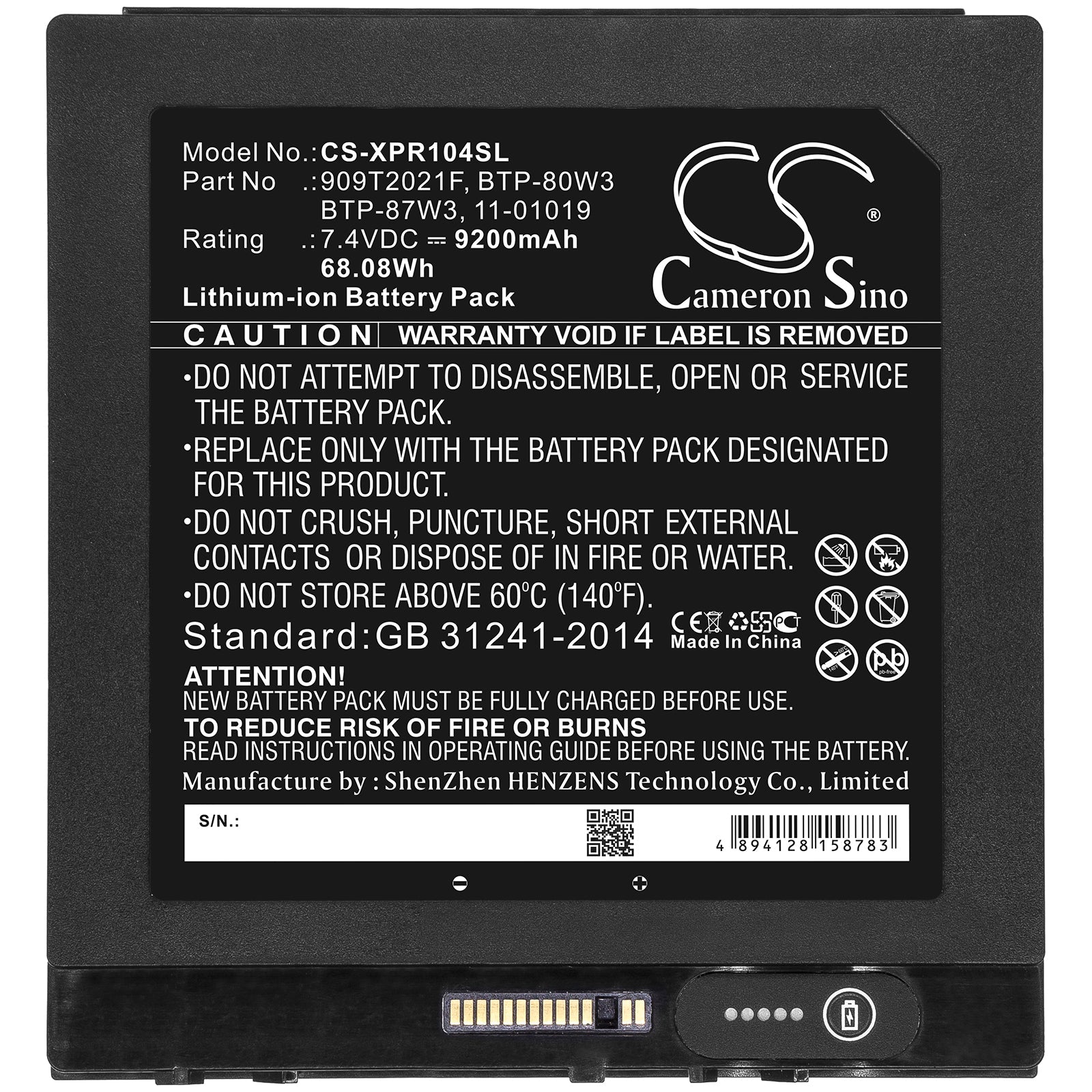 Li-ion Battery fits Xplore, 11-01019, 909t2021f, Btp-80w3, Btp-87w3 7.4V, 9200mAh Computer Cameron Sino Technology Limited