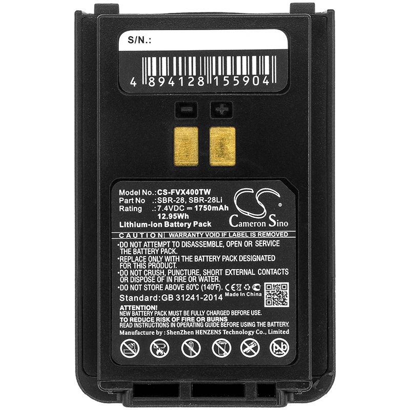 Li-ion Battery fits Yaesu, Ft-4ve, Ft-4vr 7.4V, 1750mAh Two-Way Radio Cameron Sino Technology Limited