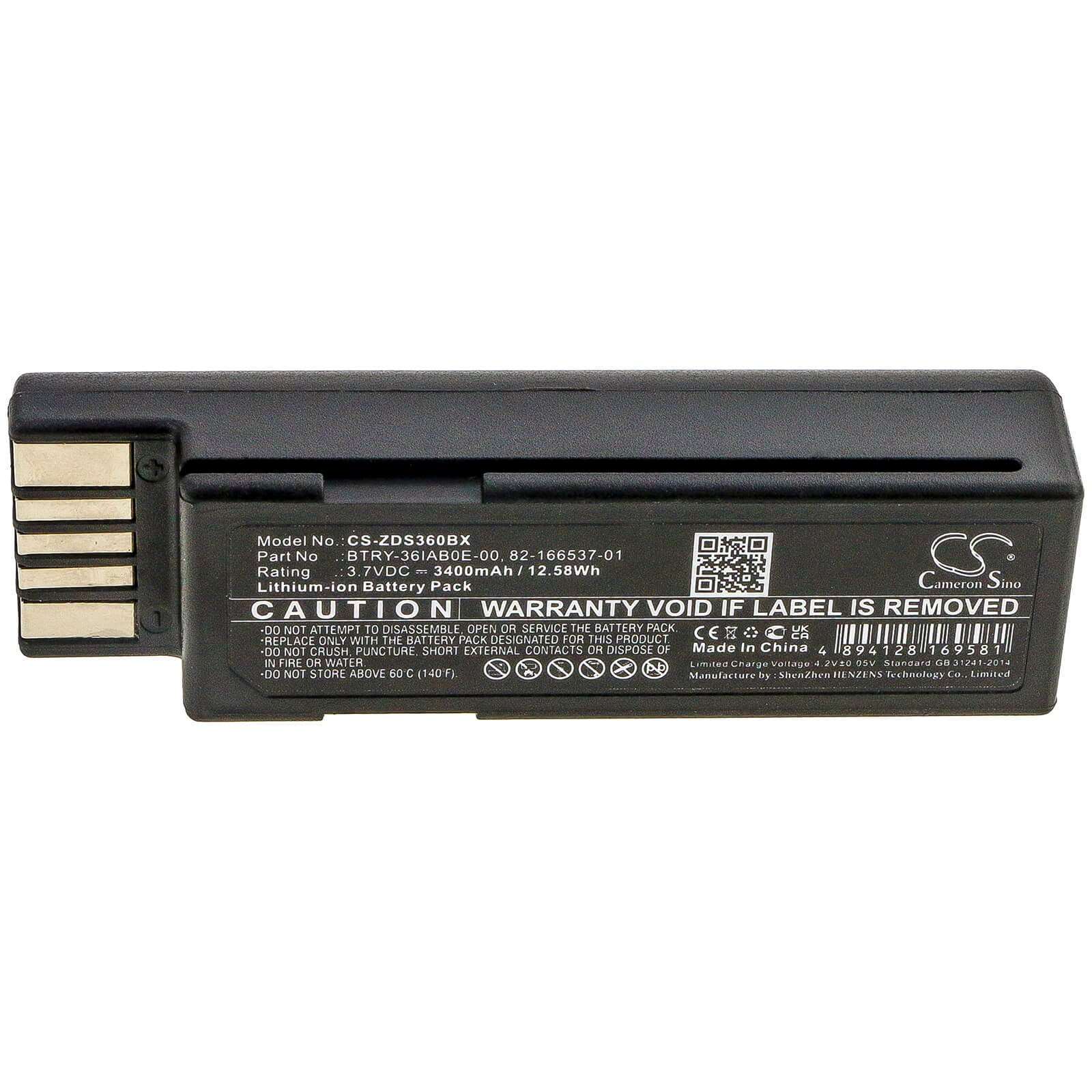 Li-ion Battery fits Zebra, Ds3600, Ds3678, Evm 3.7V, 3400mAh Barcode Scanner Cameron Sino Technology Limited