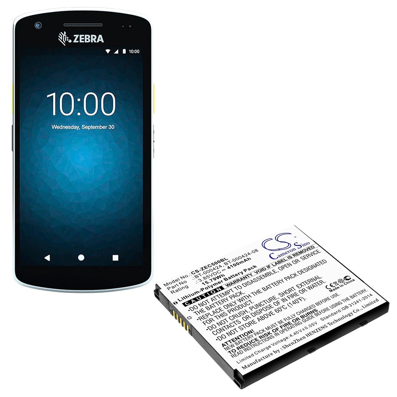 Li-ion Battery fits Zebra, Ec50, Ec55 3.85V, 4100mAh Barcode Scanner Cameron Sino Technology Limited