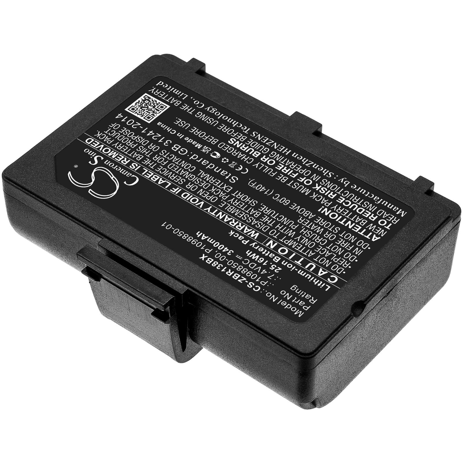 Li-ion Battery fits Zebra, Zr138 7.4V, 3400mAh / 25.16Wh Portable Printer Cameron Sino Technology Limited