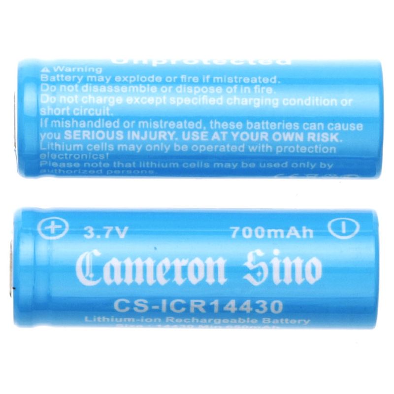 Li-ion Battery Includes 2pcs 14430 Pack 3.7V, 700mAh 14430 Cameron Sino Technology Limited