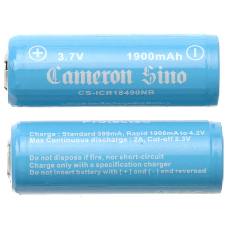 Li-ion Battery Includes 2pcs 18490 Pack With With PCB Protected 3.7V, 1900mAh 18490 Cameron Sino Technology Limited