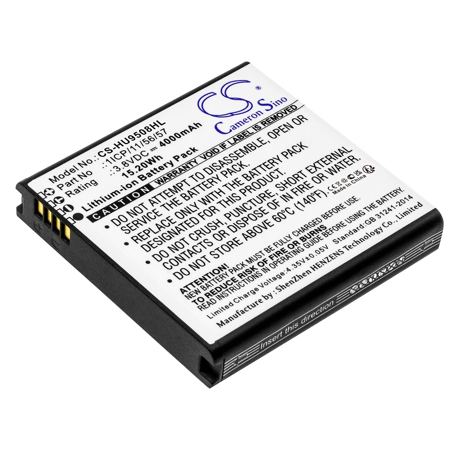 Li-ion, Battery Pack Battery fits Custom Battery Packs, 3.8V, 4000mAh Battery Pack Cameron Sino Technology Limited