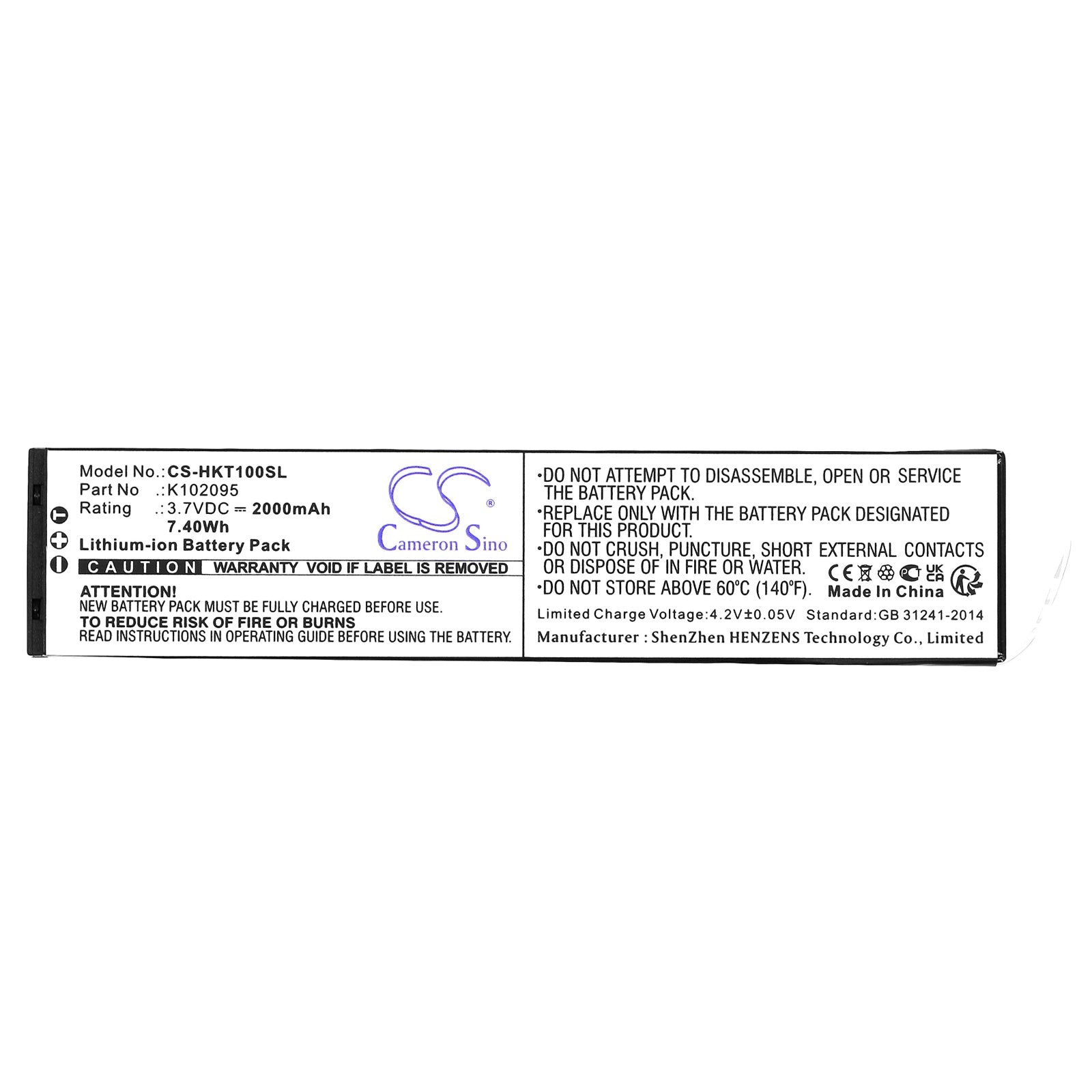 Li-ion, Camera Battery fits Hook-eye T01, Underwater Fishing Camera, 3.7V, 2000mAh Camera Cameron Sino Technology Limited