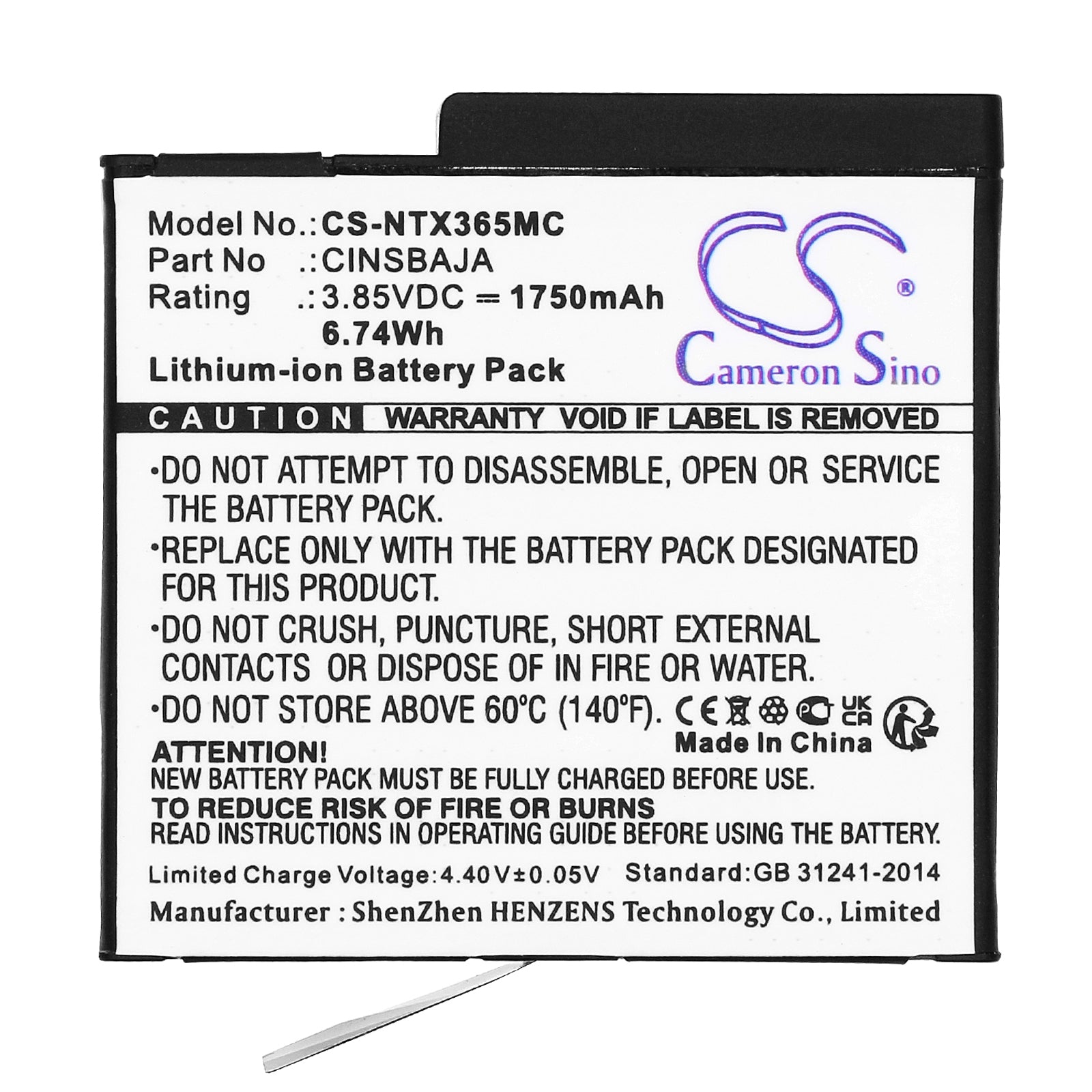 Li-ion, Camera Battery fits Insta360 Ace, Ace Pro, 3.85V, 1750mAh Camera Cameron Sino Technology Limited