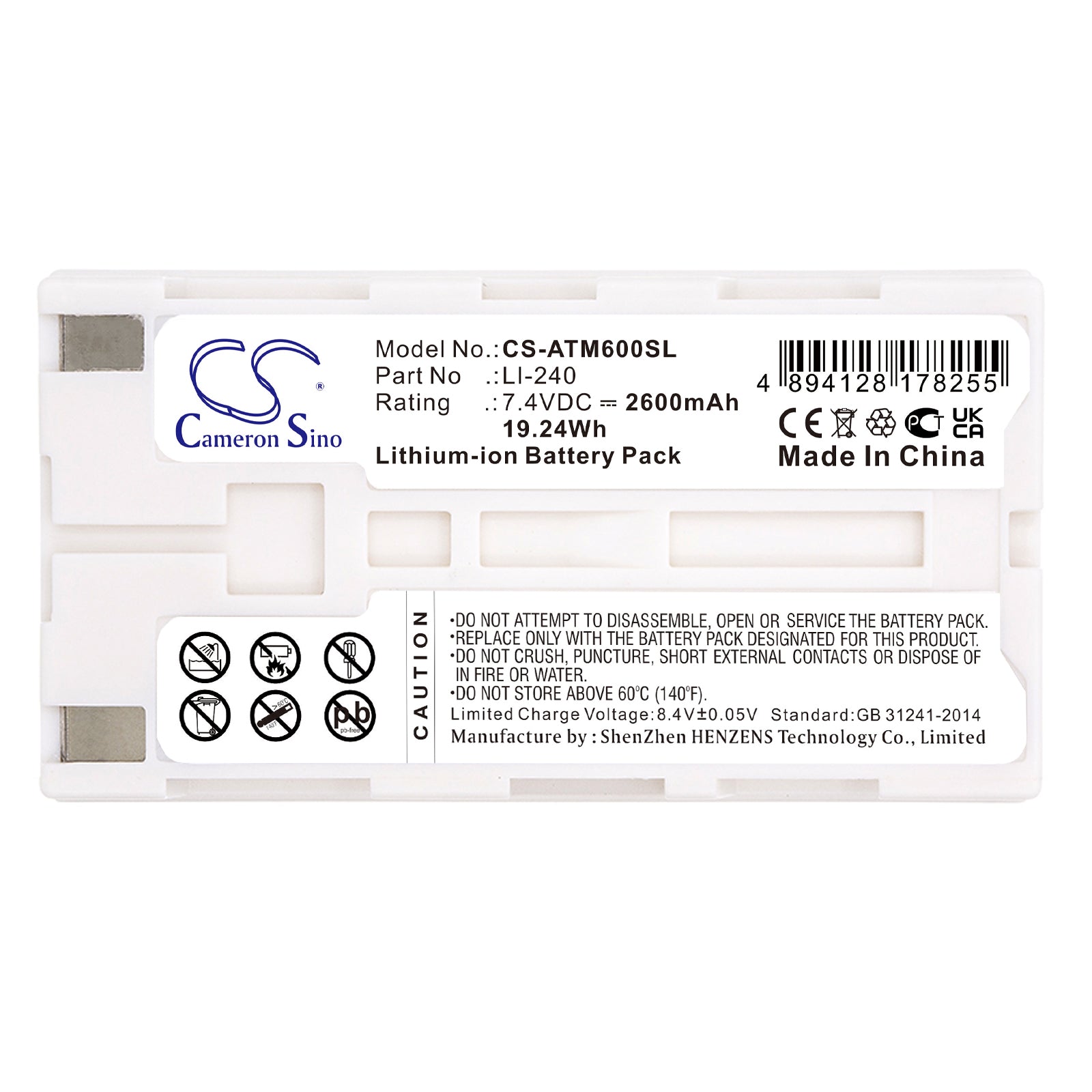 Li-ion, Cordless Phone Battery fits Audio-technica Atcs-m60, Atuc-irdu, 7.4V, 2600mAh Cordless Phone Cameron Sino Technology Limited