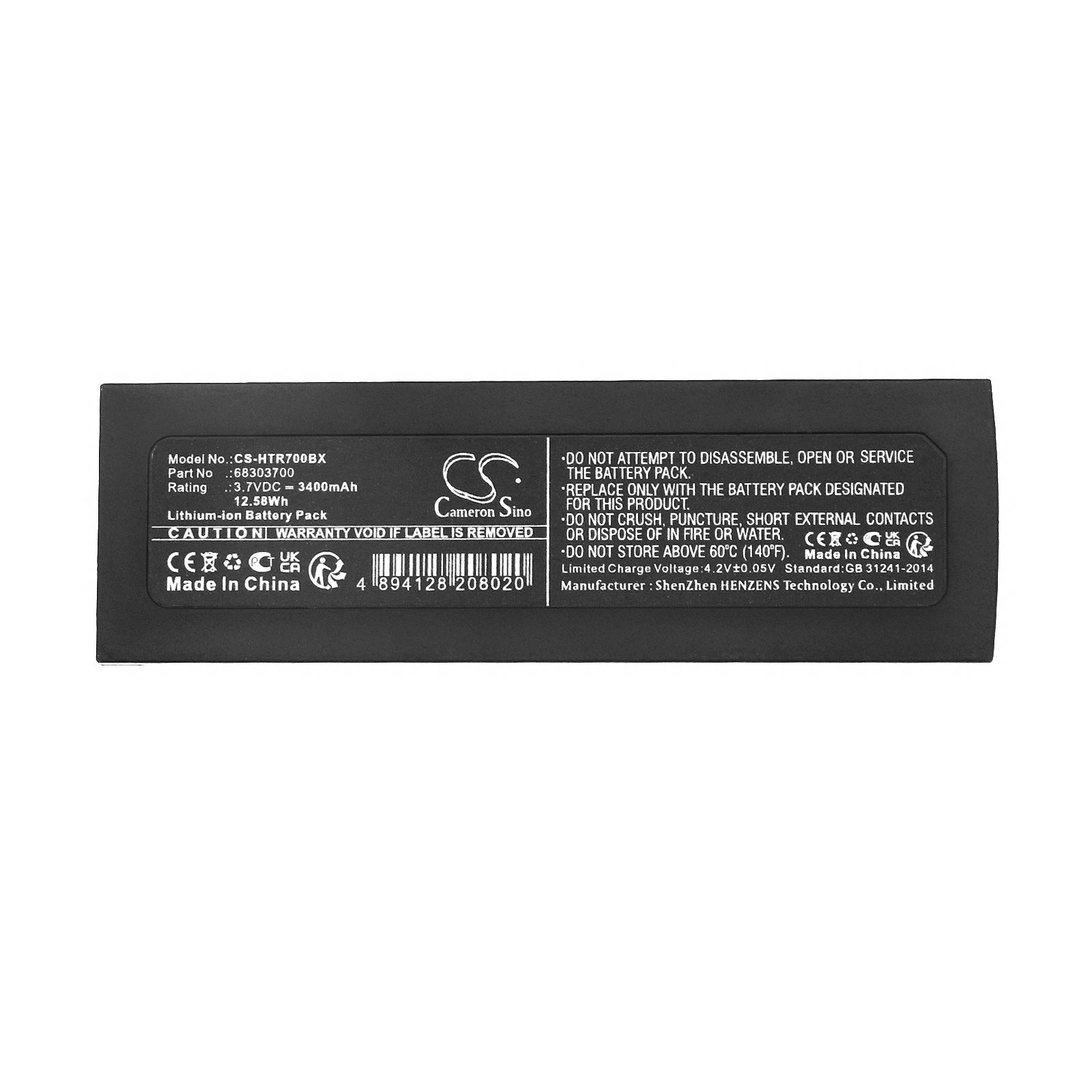 Li-ion, Crane Remote Control Battery fits Hetronic Ergo-s, 3.7V, 3400mAh Crane Remote Control Cameron Sino Technology Limited