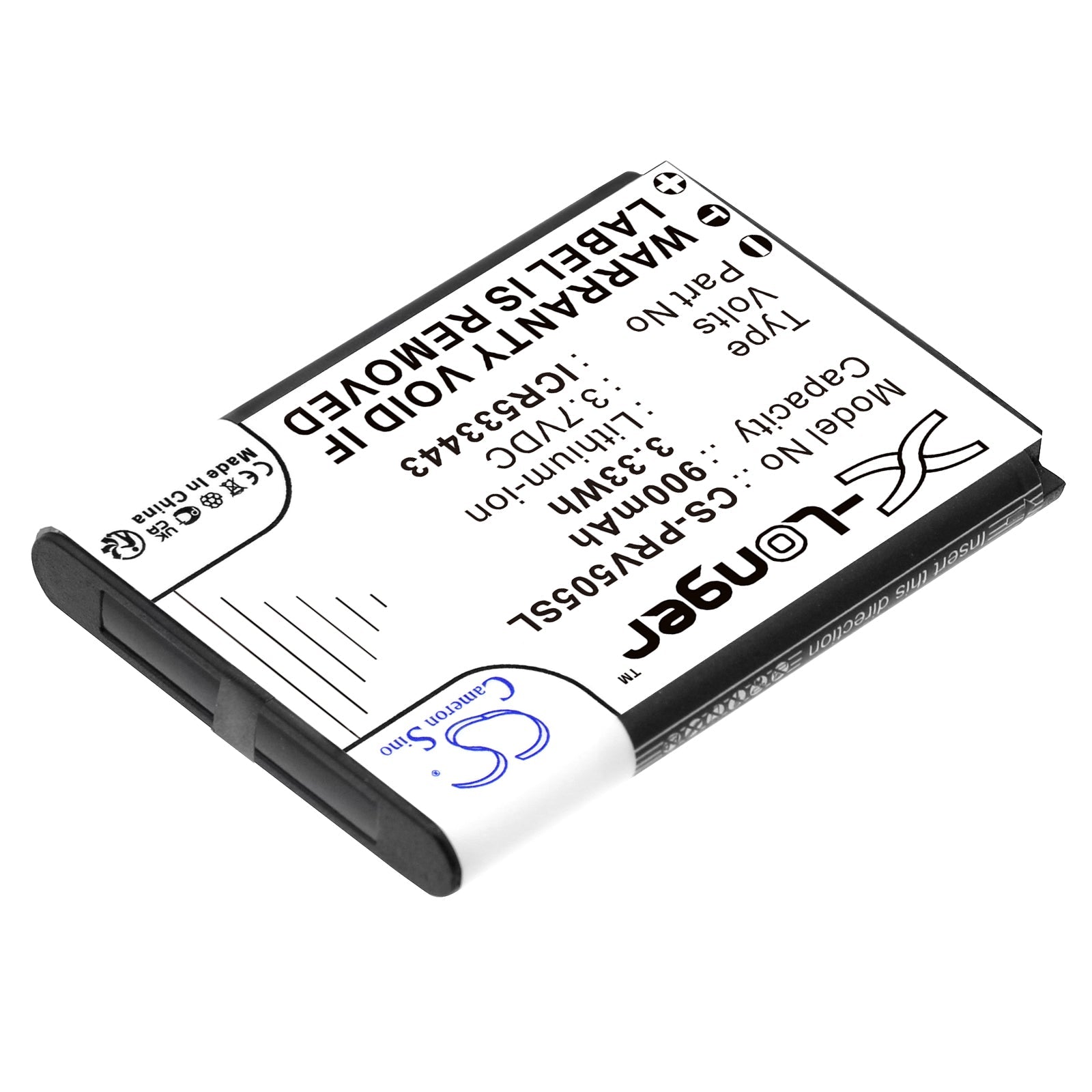 Li-ion, Dashcam Battery fits Prestigio Pcdvrr505, Roadrunner 505, 3.7V, 900mAh Dashcam Cameron Sino Technology Limited