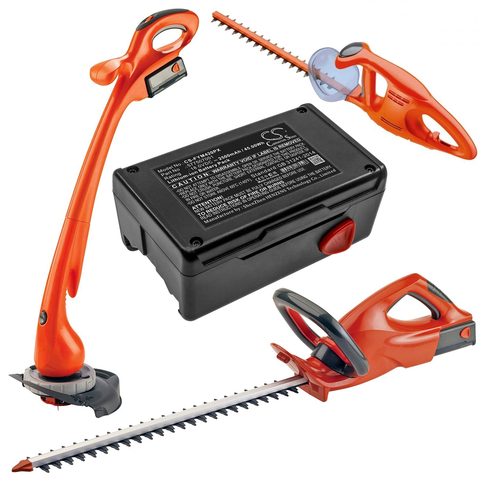 Li-ion, Gardening Tools Battery fits Flymo Contour Cordless Xt, Easicut 420, 18.0V, 2500mAh Gardening Tools Cameron Sino Technology Limited