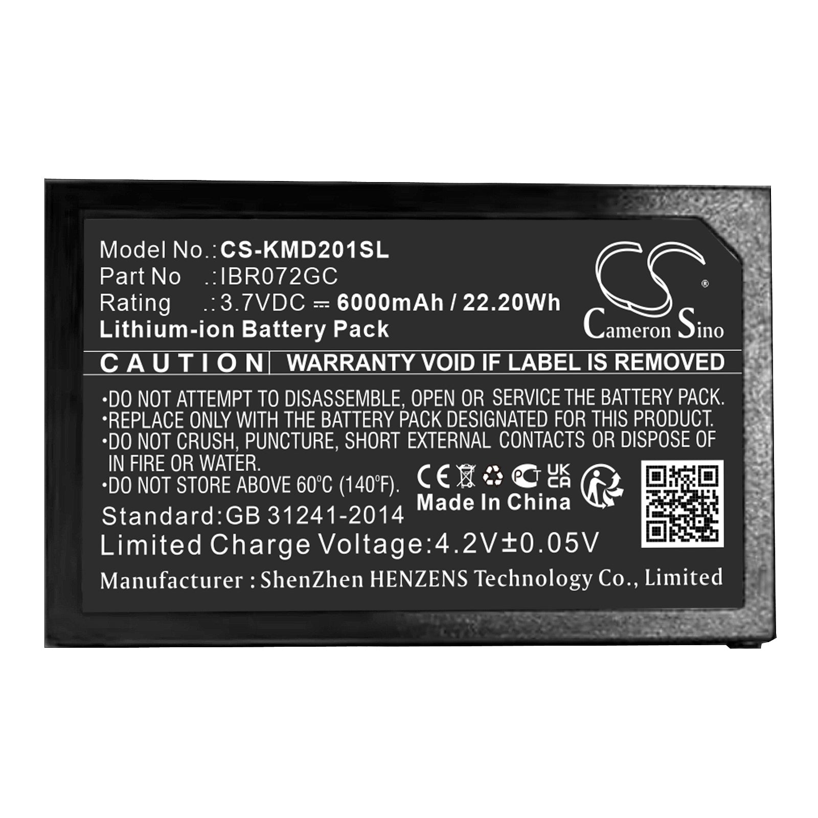Li-ion, Home Security Camera Battery fits Ies Ad201-1, Ibr072gc, 3.7V, 6000mAh Home Security Camera Cameron Sino Technology Limited