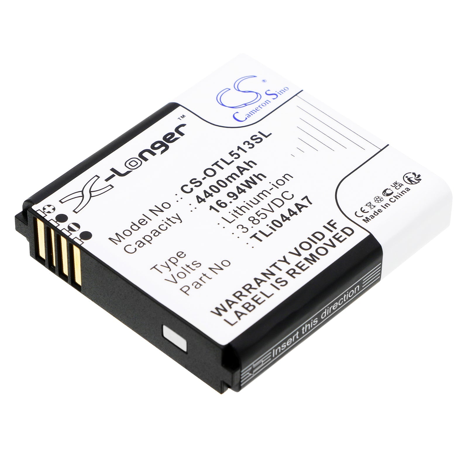 Li-ion, Hotspot Battery fits Alcatel Link Zone 5g Uw, Mw513u, 3.85V, 4400mAh Hotspot Cameron Sino Technology Limited