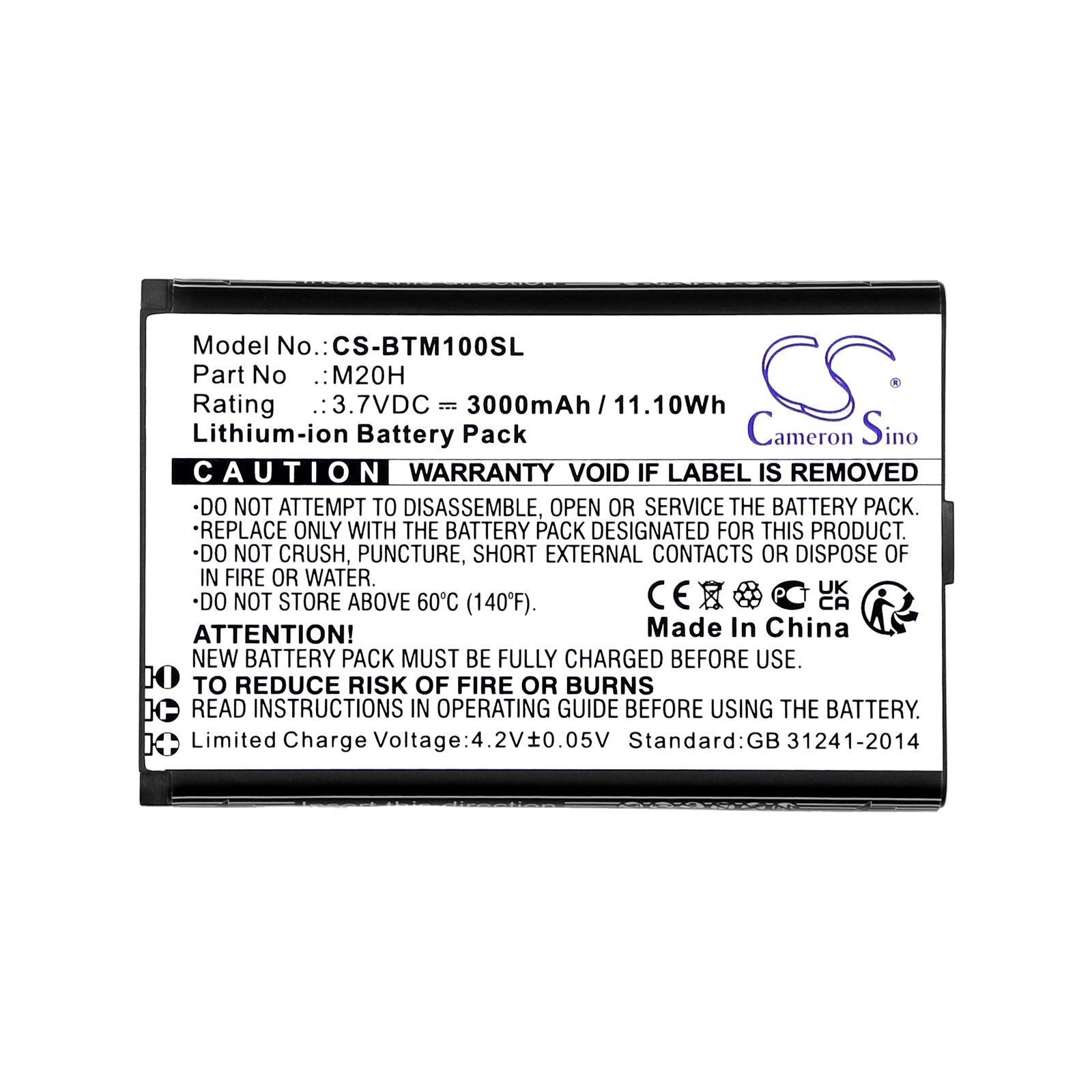 Li-ion, Hotspot Battery fits Smrat Pro M028at, Benteng M100, 3.7V, 3000mAh Hotspot Cameron Sino Technology Limited