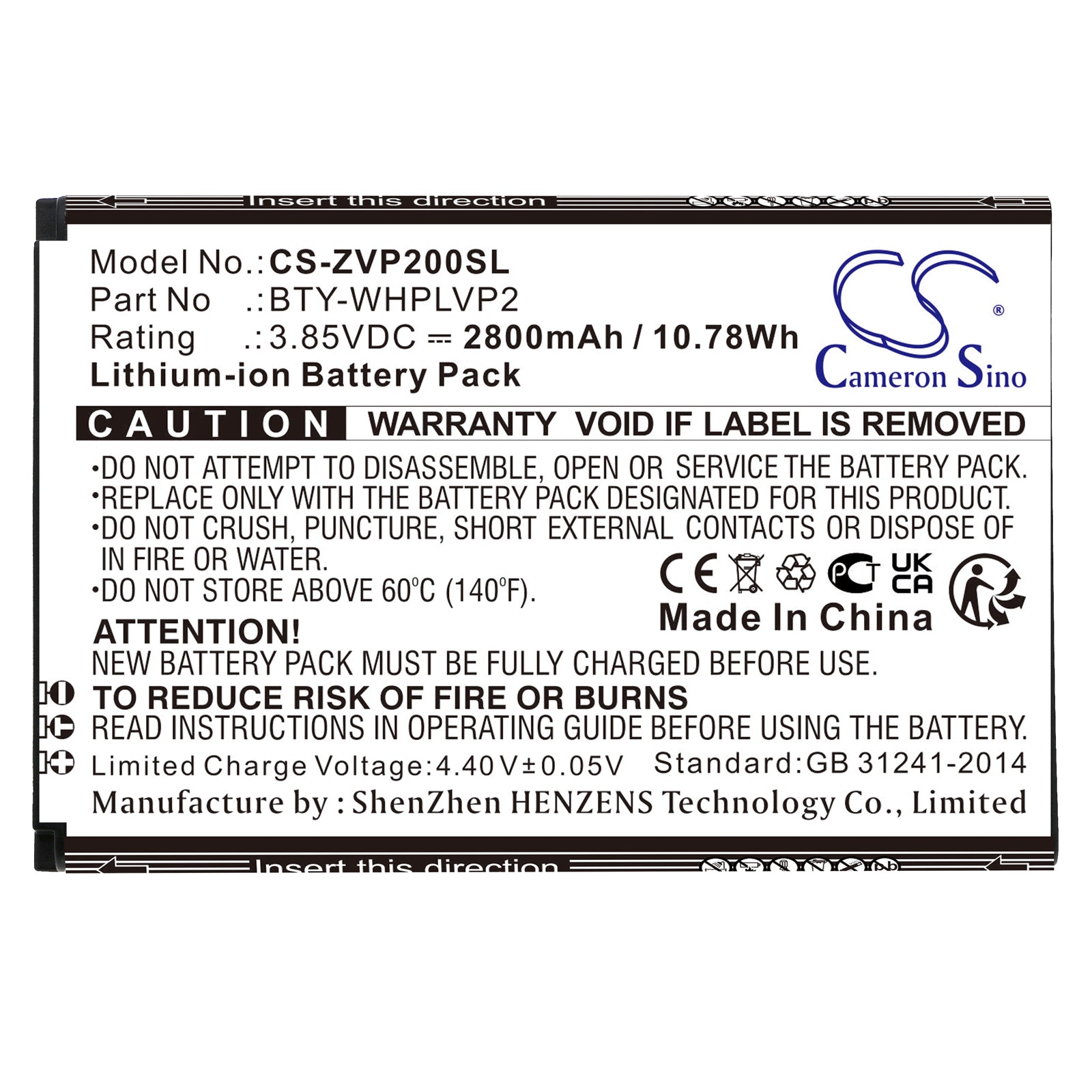 Li-ion, Hotspot Battery fits Verizon Lvp2, Wireless Home Phone Connect, 3.85V, 2800mAh Hotspot Cameron Sino Technology Limited