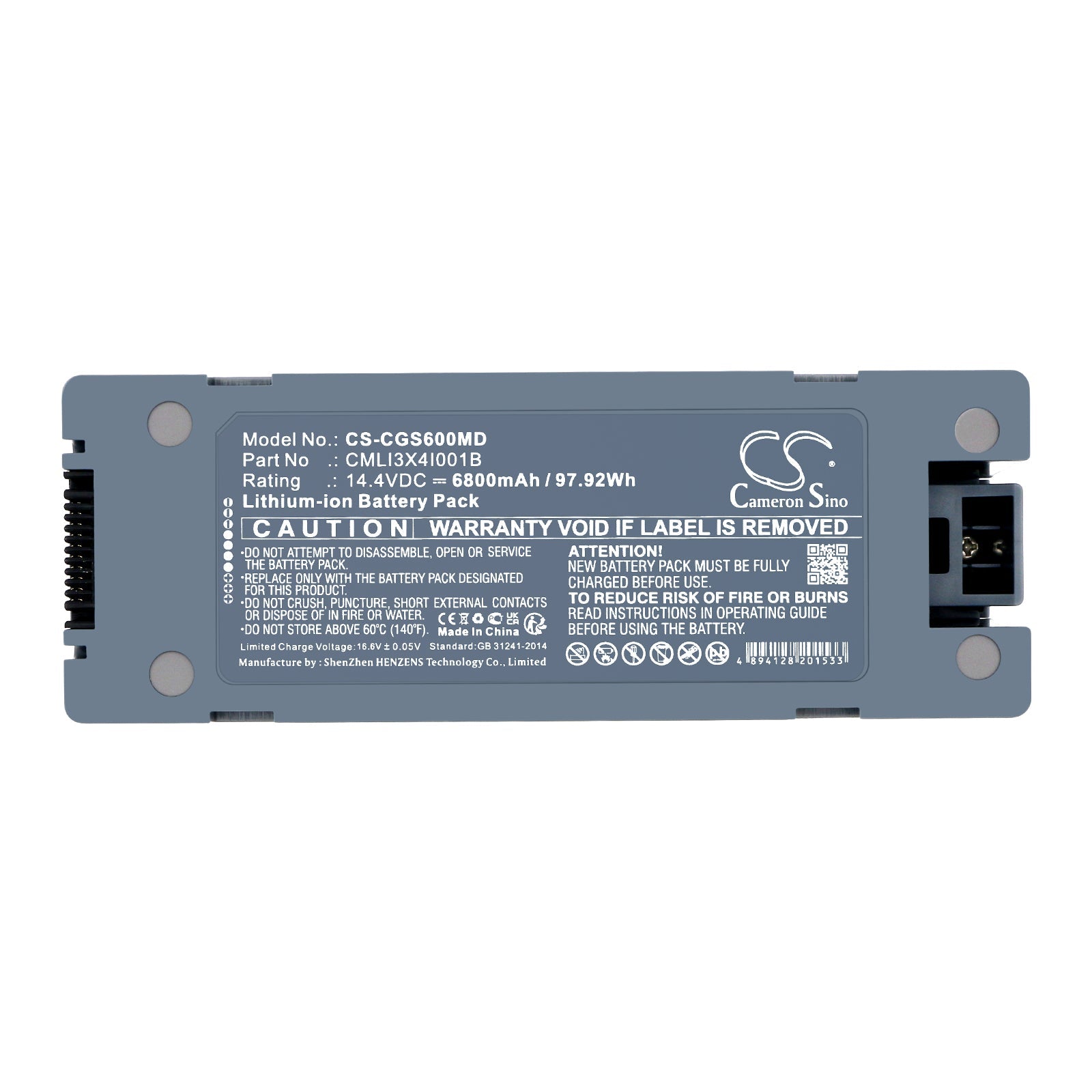 Li-ion, Medical Battery fits Comen S6, S6 Deﬁbrillator, 14.4V, 6800mAh Medical Cameron Sino Technology Limited