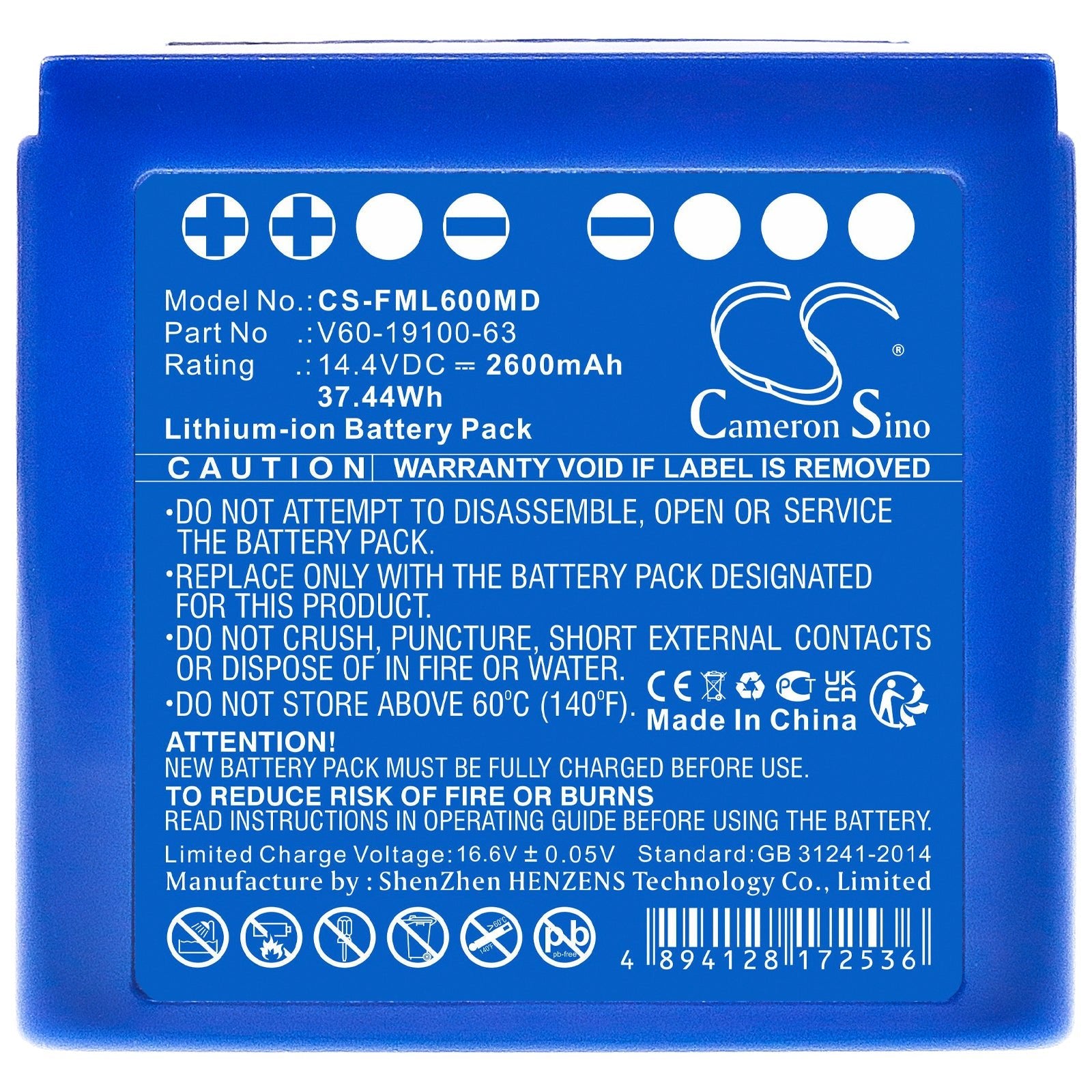 Li-ion, Medical Battery fits Flight Medical Flight 60 Internal, 14.4V, 2600mAh Medical Cameron Sino Technology Limited