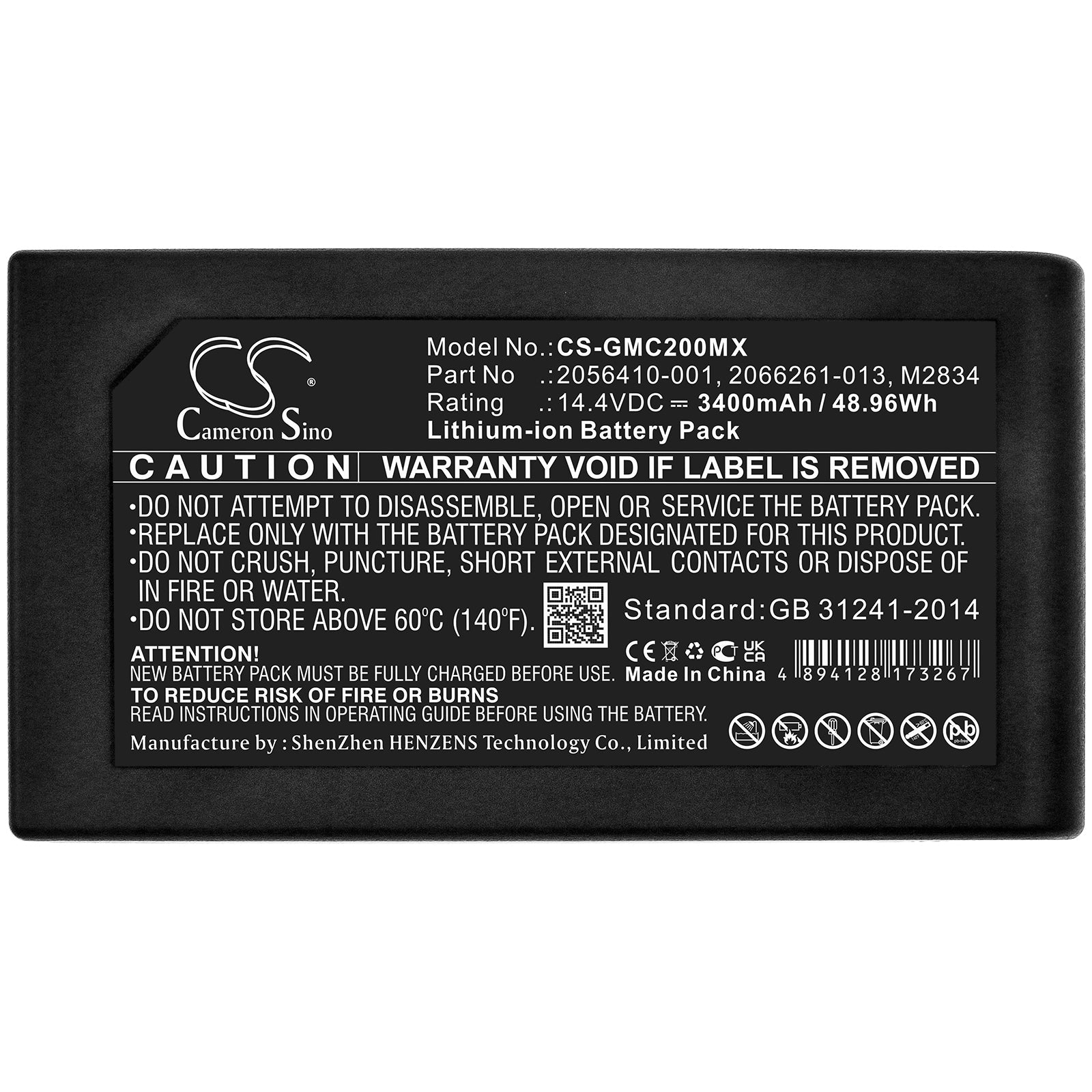 Li-ion, Medical Battery fits Ge Mac 2000, Mac 2000 Ekg, 14.4V, 3400mAh Medical Cameron Sino Technology Limited