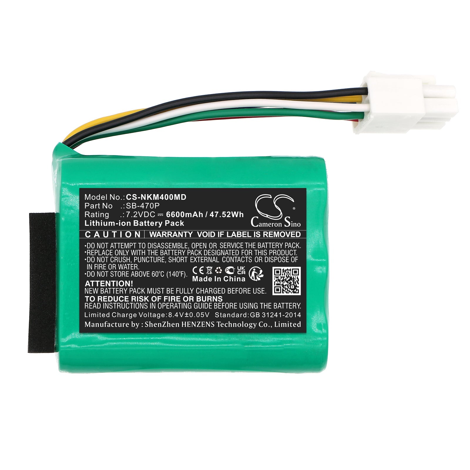 Li-ion, Medical Battery fits Nihon Kohden Pvm-4000, Pvm-4761, 7.2V, 6600mAh Medical Cameron Sino Technology Limited