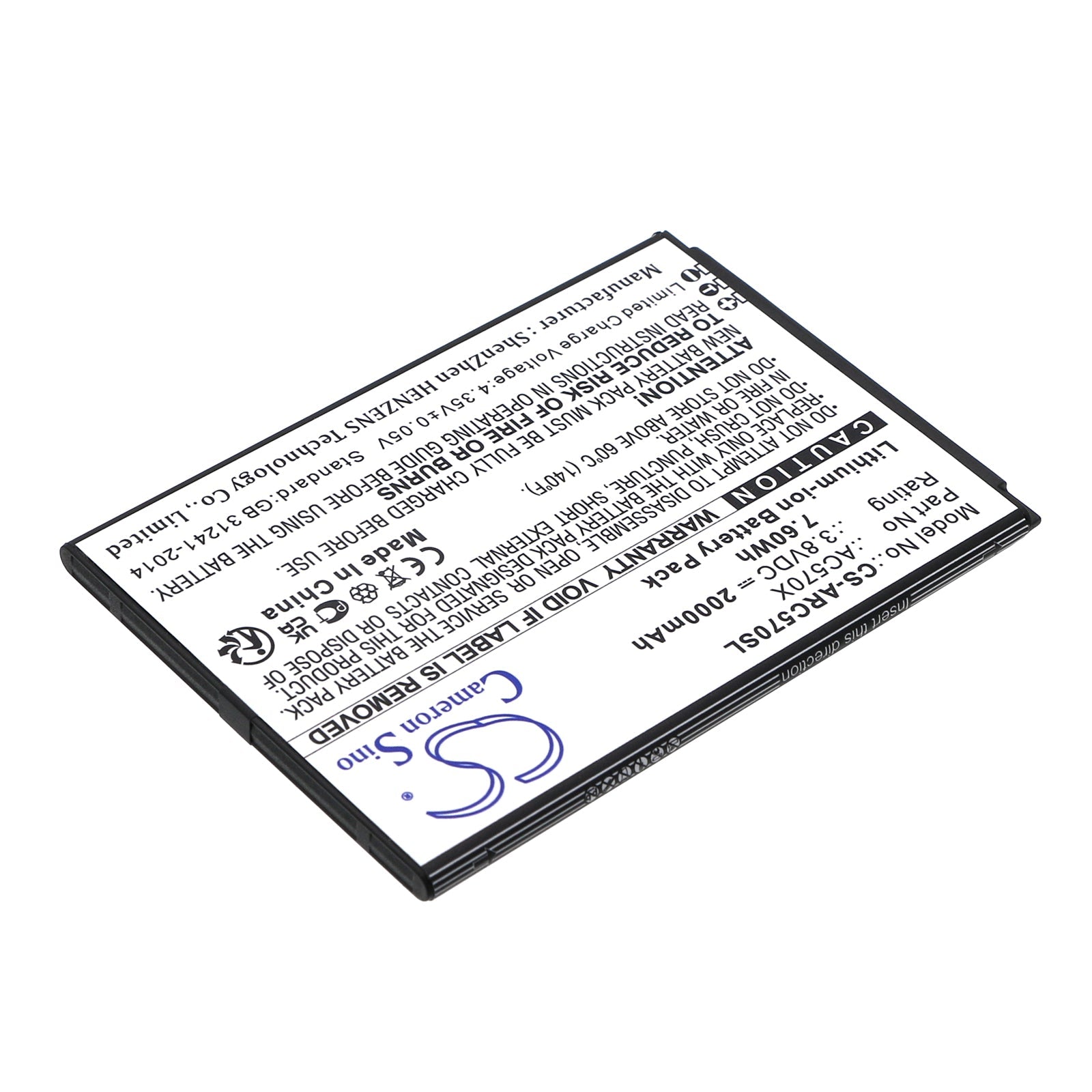 Li - ion, Mobile, SmartPhone Battery fits Archos Oxygen 57, 3.8V, 2000mAh - Batterybuyer.ca