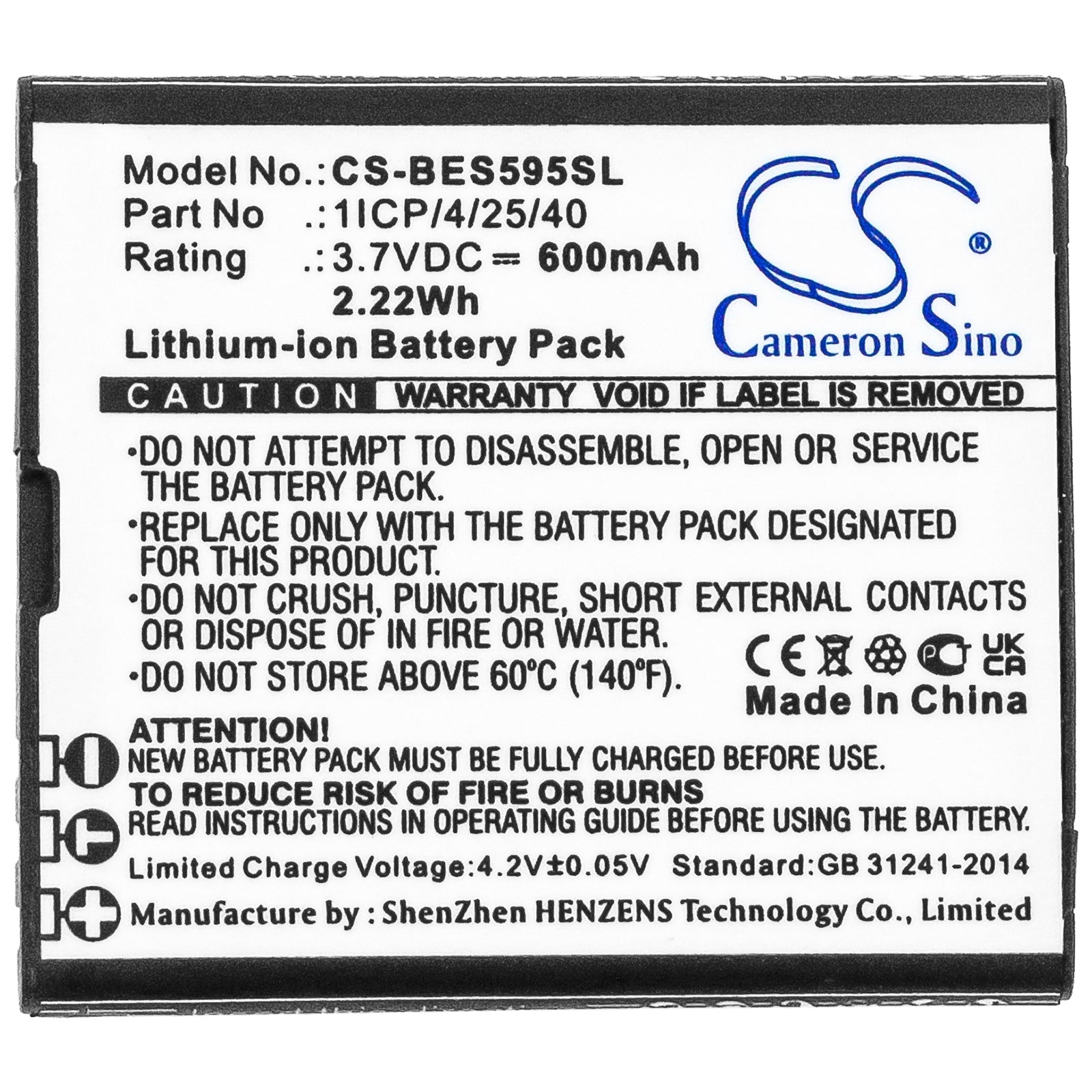 Li-ion, Mobile, SmartPhone Battery fits Bea-fon Sl495, Sl595, 3.7V, 600mAh Mobile, SmartPhone Cameron Sino Technology Limited