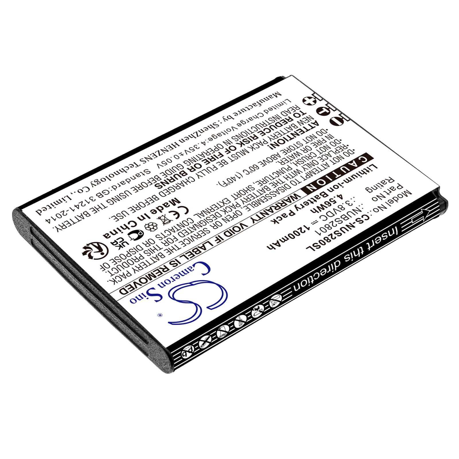 Li - ion, Mobile, SmartPhone Battery fits Nuu Mobile F4l 4g Lte, S2801l, 3.8V, 1200mAh - Batterybuyer.ca