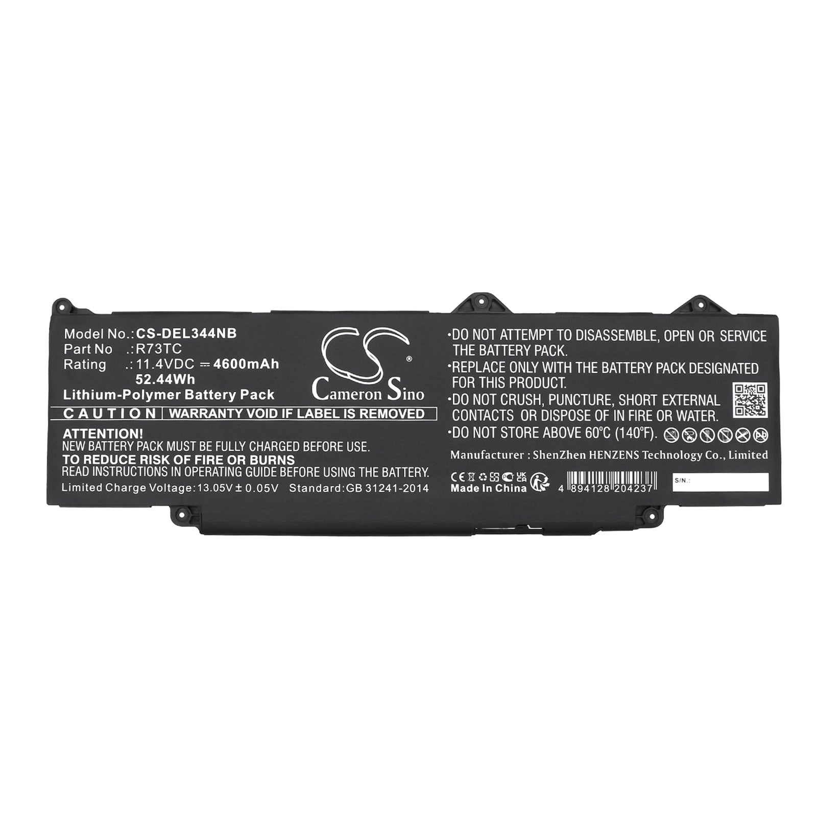 Li-ion, Notebook, Laptop Battery fits Dell Latitude 3440 2023, Precision 3480, 11.4V, 4600mAh Notebook, Laptop Cameron Sino Technology Limited