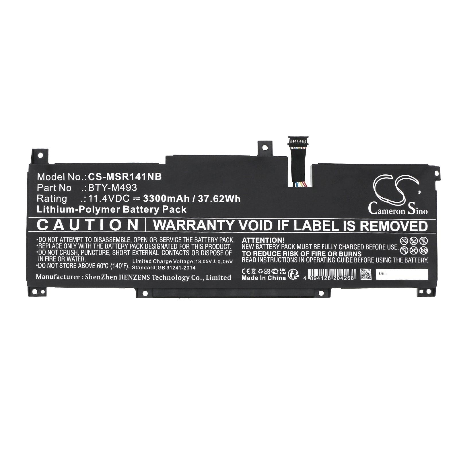 Li-ion, Notebook, Laptop Battery fits Msi Modern 14 B11, Modern 14 B11mou, 11.4V, 3300mAh Notebook, Laptop Cameron Sino Technology Limited
