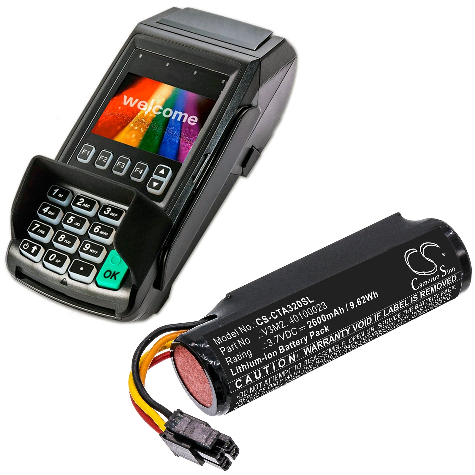 Li-ion, Payment Terminal Battery fits Dejavoo Z8, Z9 Black, 3.7V, 2600mAh Payment Terminal Cameron Sino Technology Limited