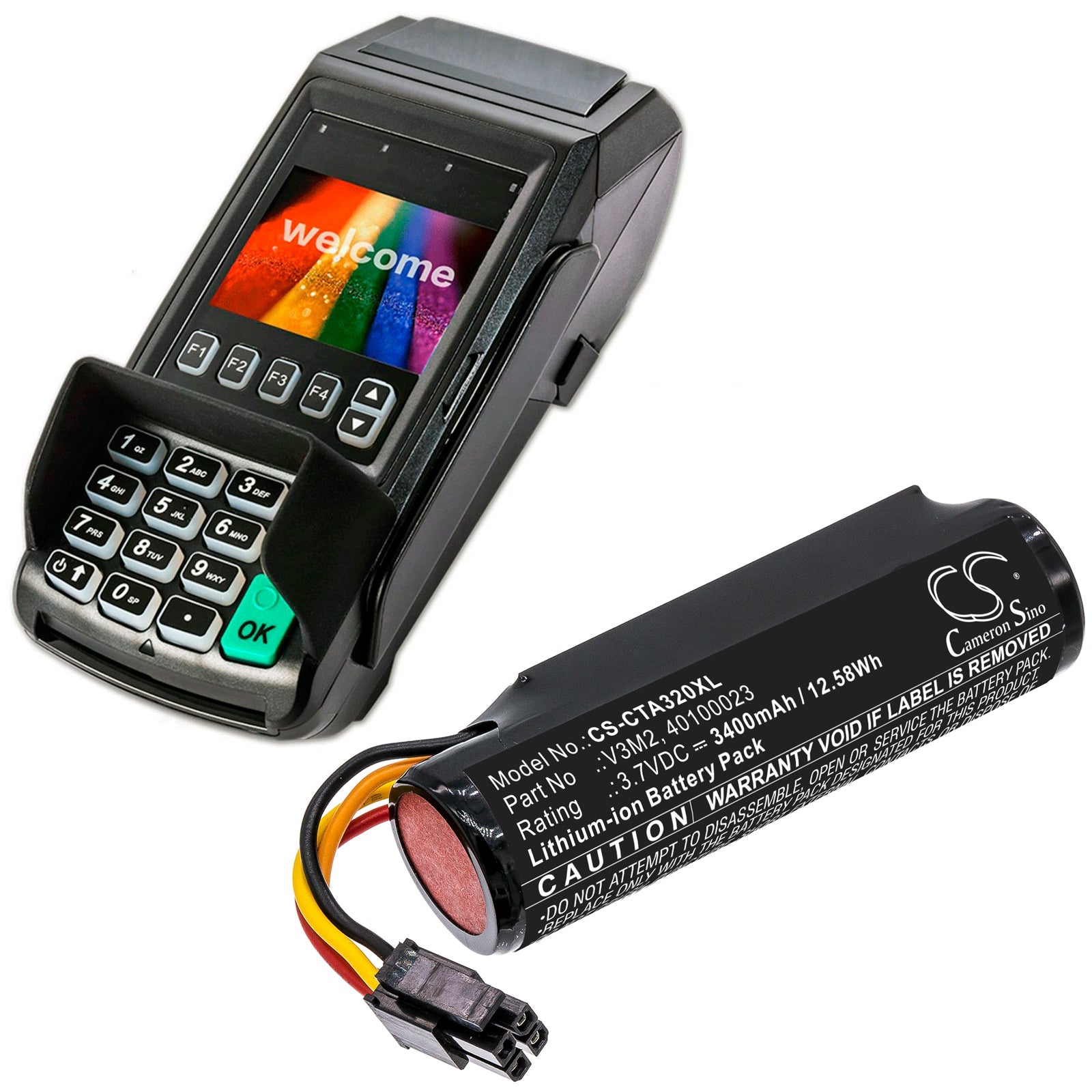 Li-ion, Payment Terminal Battery fits Dejavoo Z8, Z9 Black, 3.7V, 3400mAh Payment Terminal Cameron Sino Technology Limited