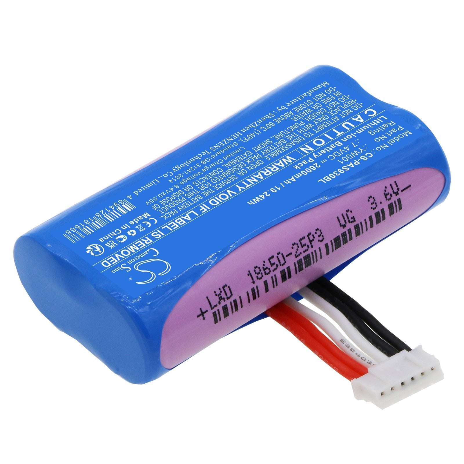 Li-ion, Payment Terminal Battery fits Pax A910, 7.4V, 2600mAh Payment Terminal Cameron Sino Technology Limited