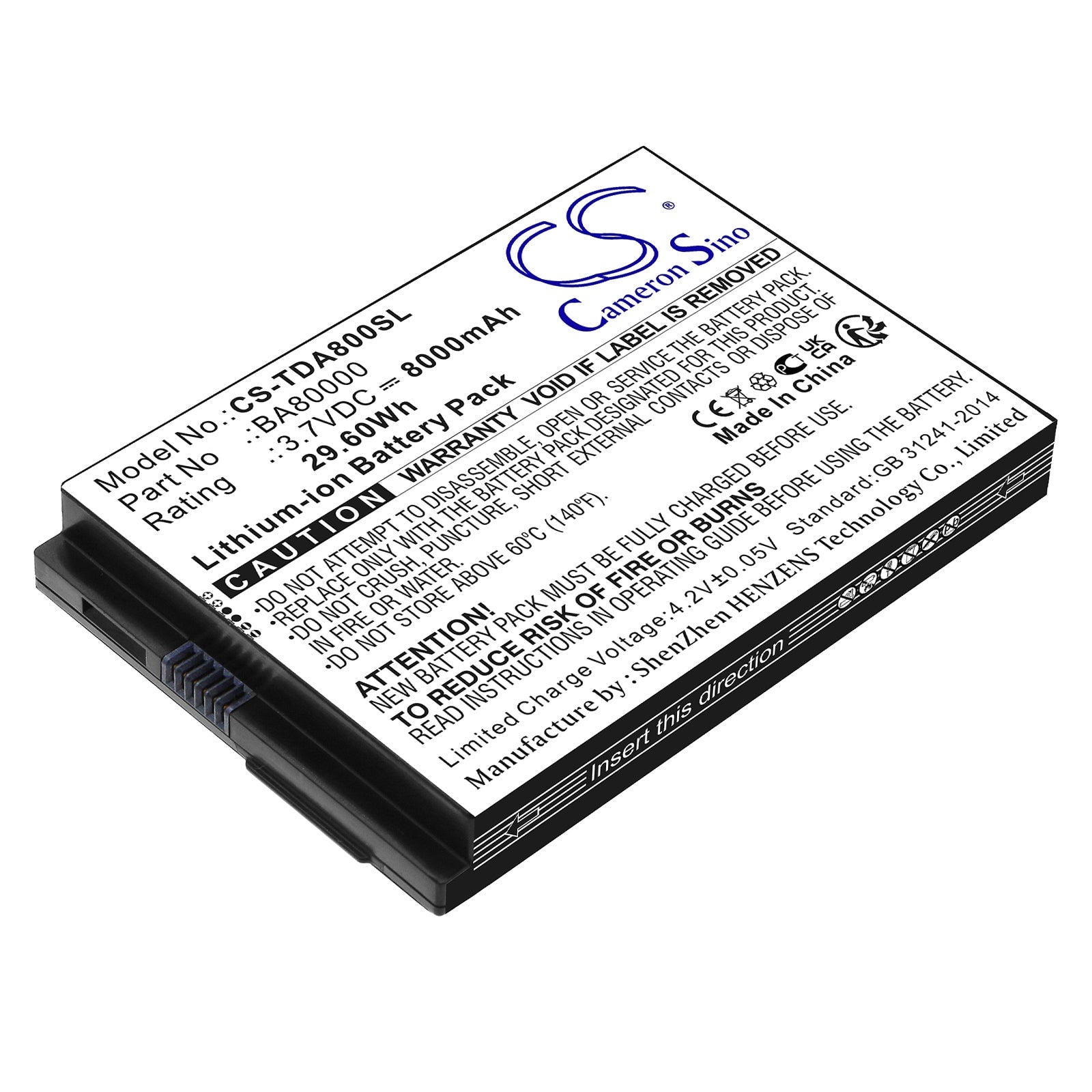 Li-ion, POS Workstation Battery fits Touch Dynamic Quest 10, Quest 7, 3.7V, 8000mAh POS Workstation Cameron Sino Technology Limited