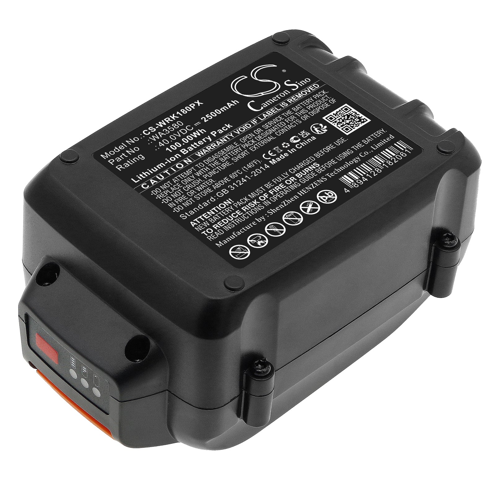Li-ion, Power Tools Battery fits Worx Wa3747, Wa3877, 40.0V, 2500mAh Power Tools Cameron Sino Technology Limited
