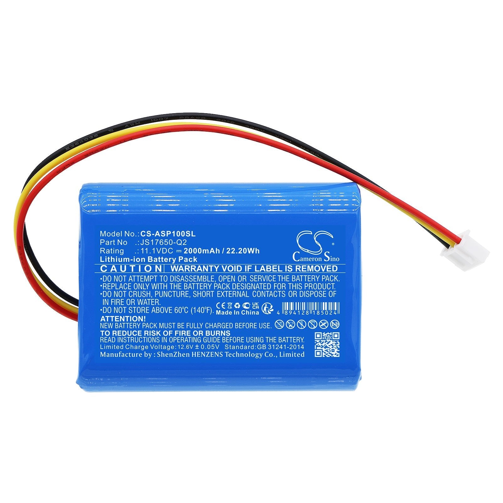 Li-ion, Speaker Battery fits Ar Awsbt10, Awsbt10bk, 11.1V, 2000mAh Speaker Cameron Sino Technology Limited