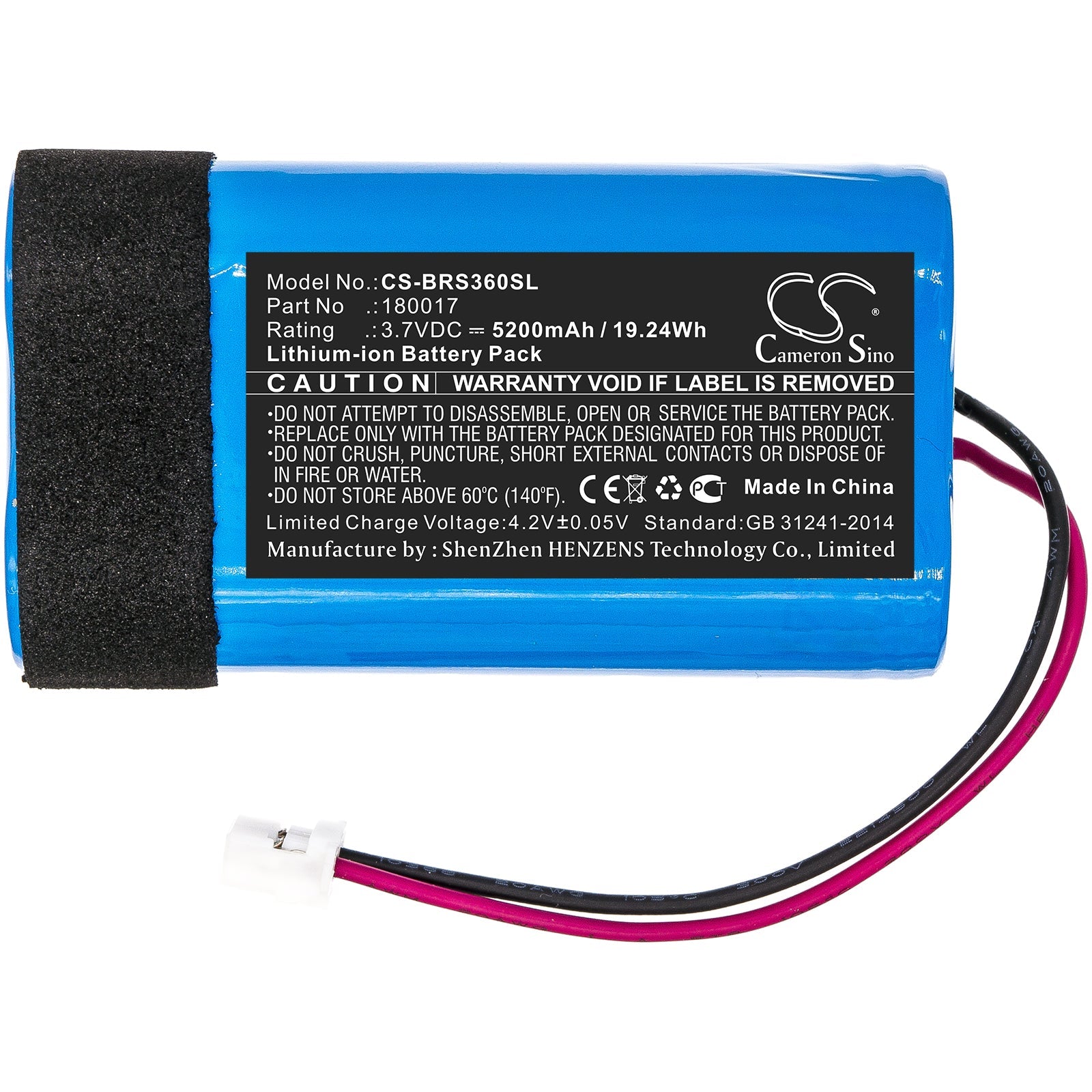 Li-ion Speaker Battery fits Braven, Stryde 360 3.7V, 5200mAh Speaker Cameron Sino Technology Limited