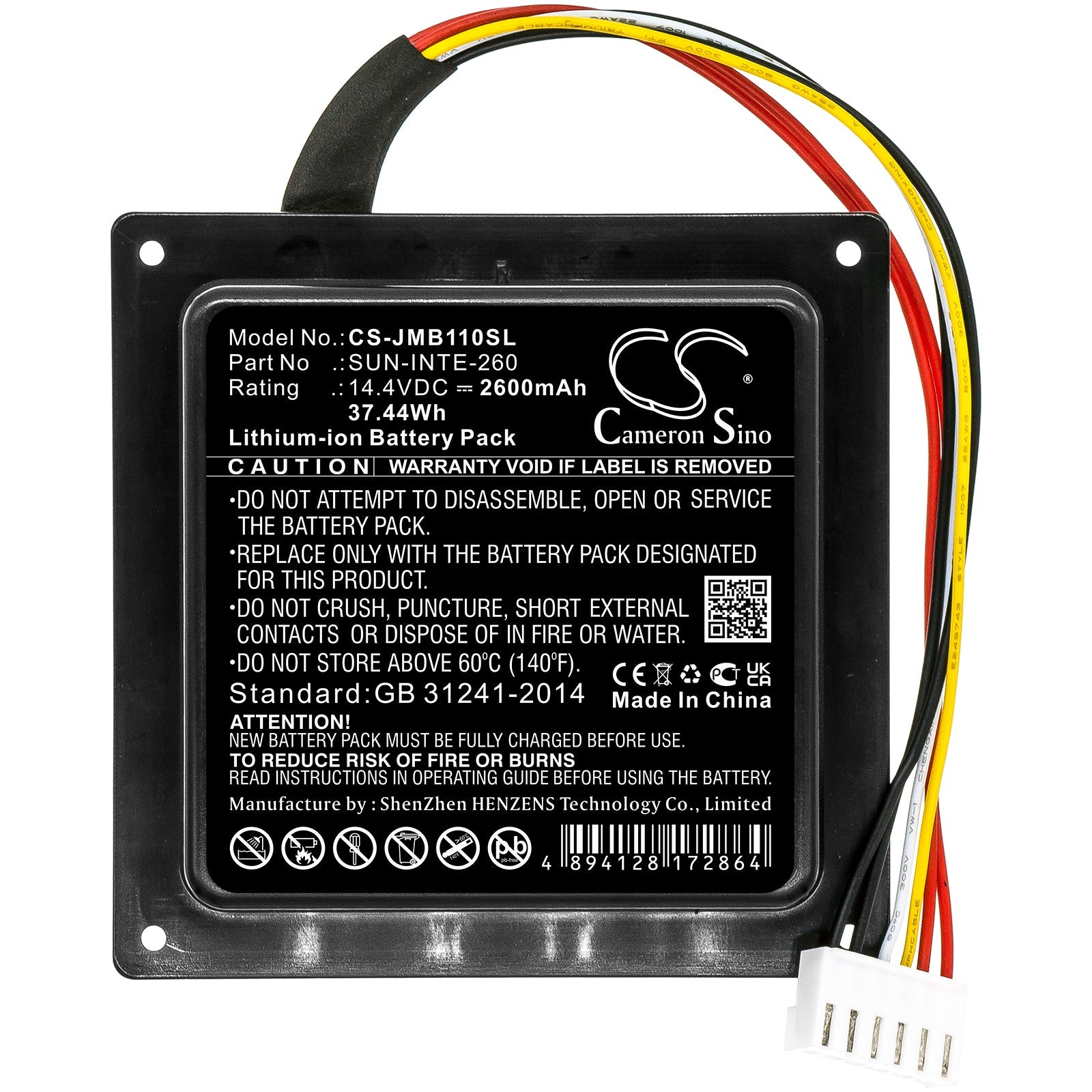 Li-ion, Speaker Battery fits Jbl Partybox 100, R21-5, 14.4V, 2600mAh Speaker Cameron Sino Technology Limited